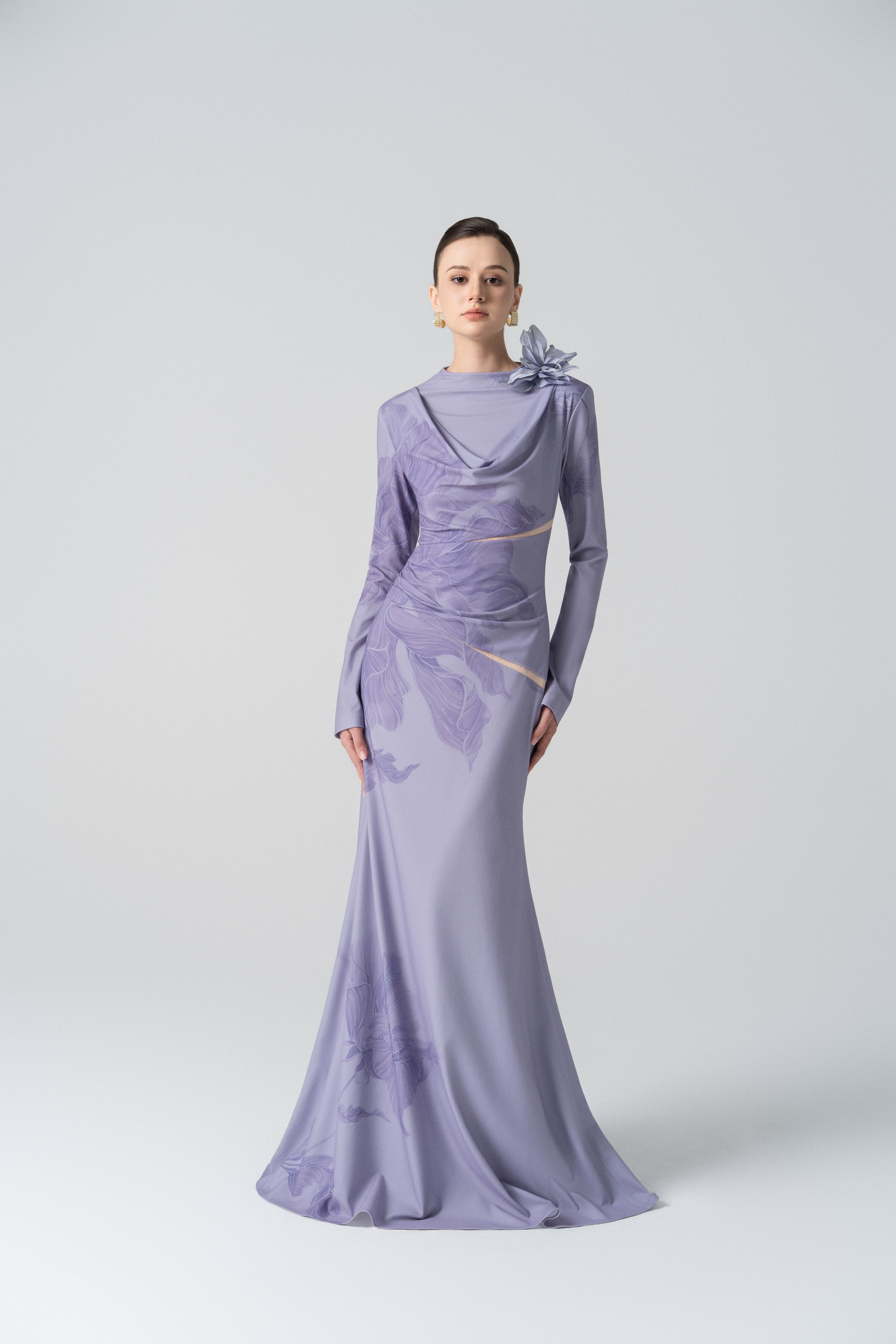 Blossom Drift Fishtail Gown in Almond Oil