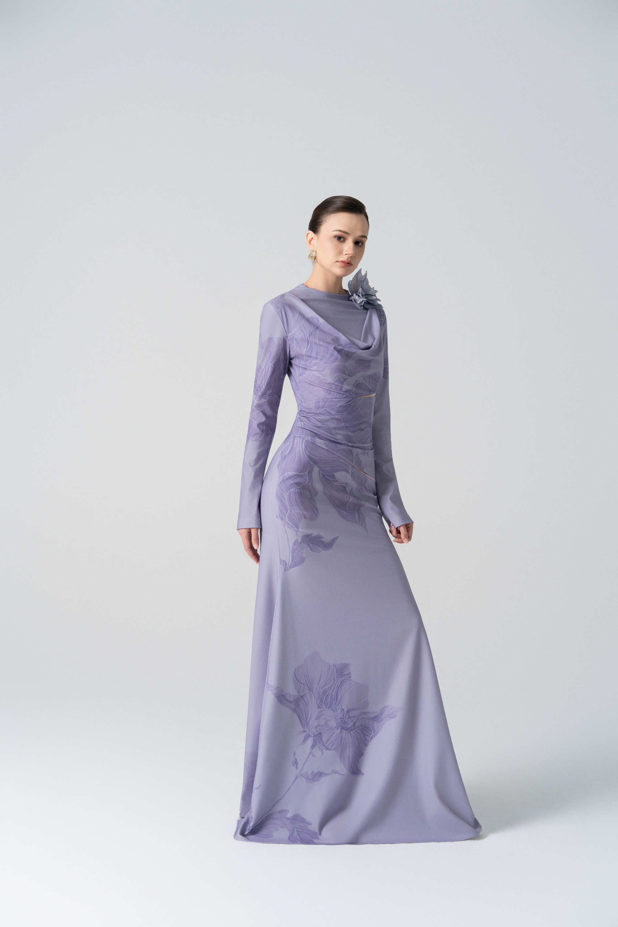 Blossom Drift Fishtail Gown in Almond Oil