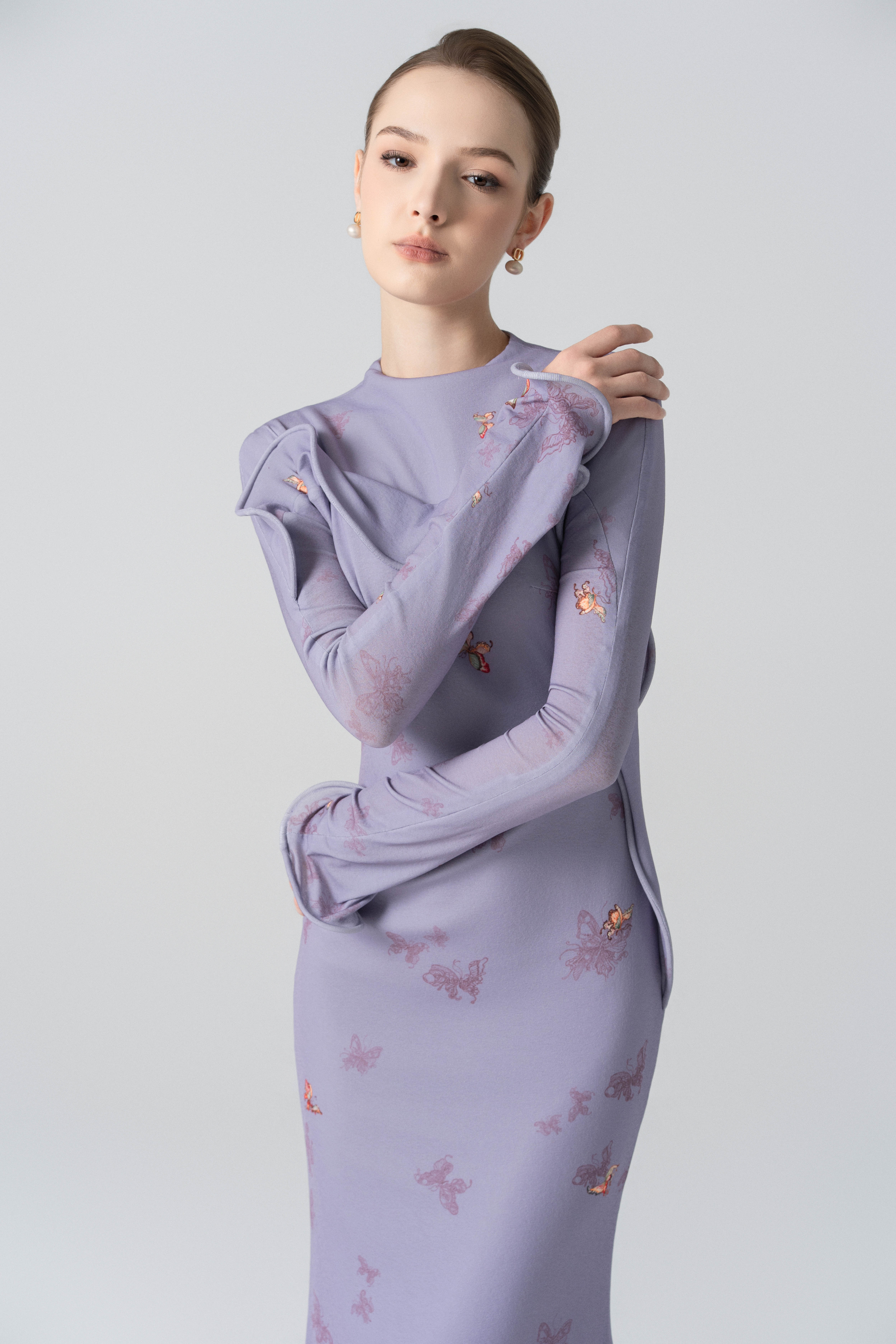 Starfall Bloom Fishtail Dress in Purple Ash
