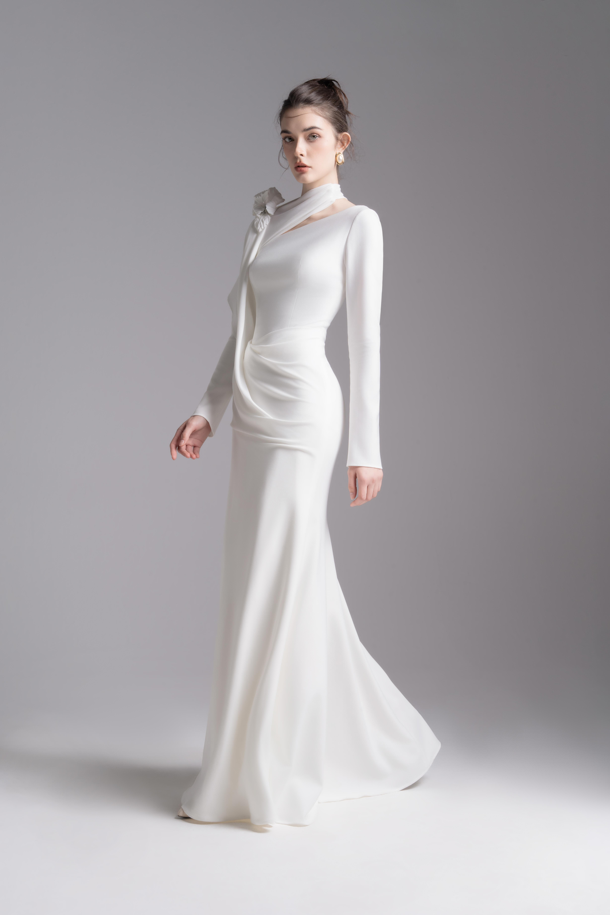 Bloom Asymmetry Dress in White