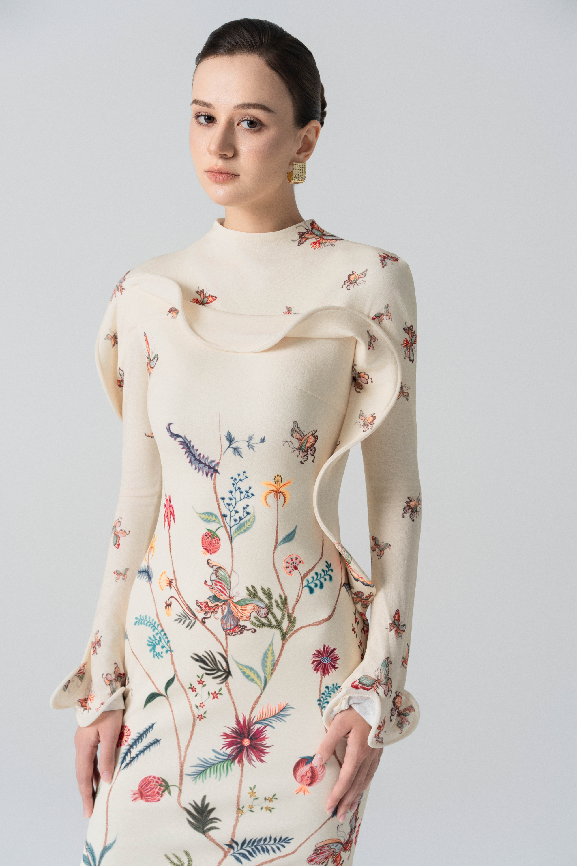 Starfall Bloom Fishtail Dress in Cannoli Cream