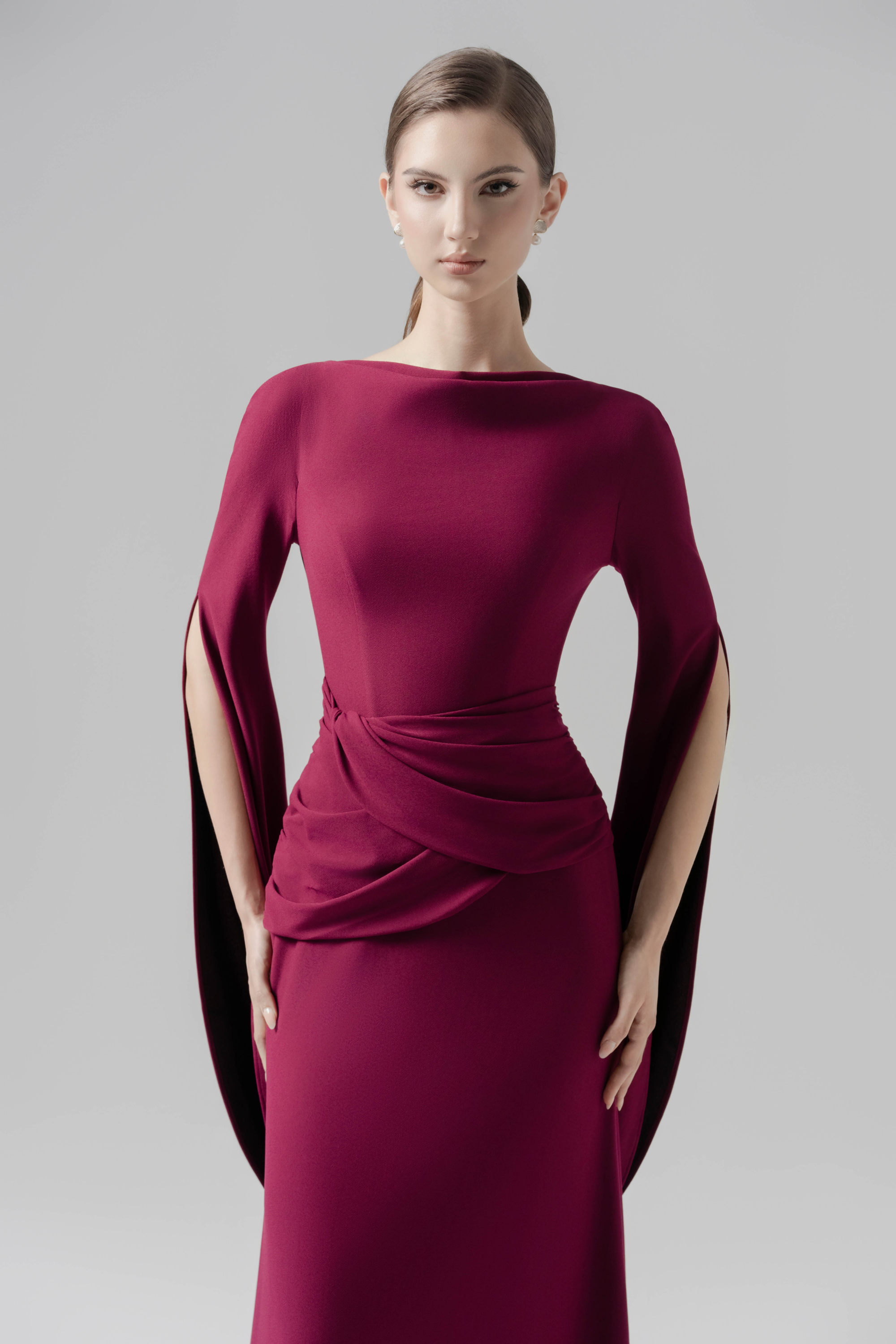 Moonlit Gaze Dress in Claret