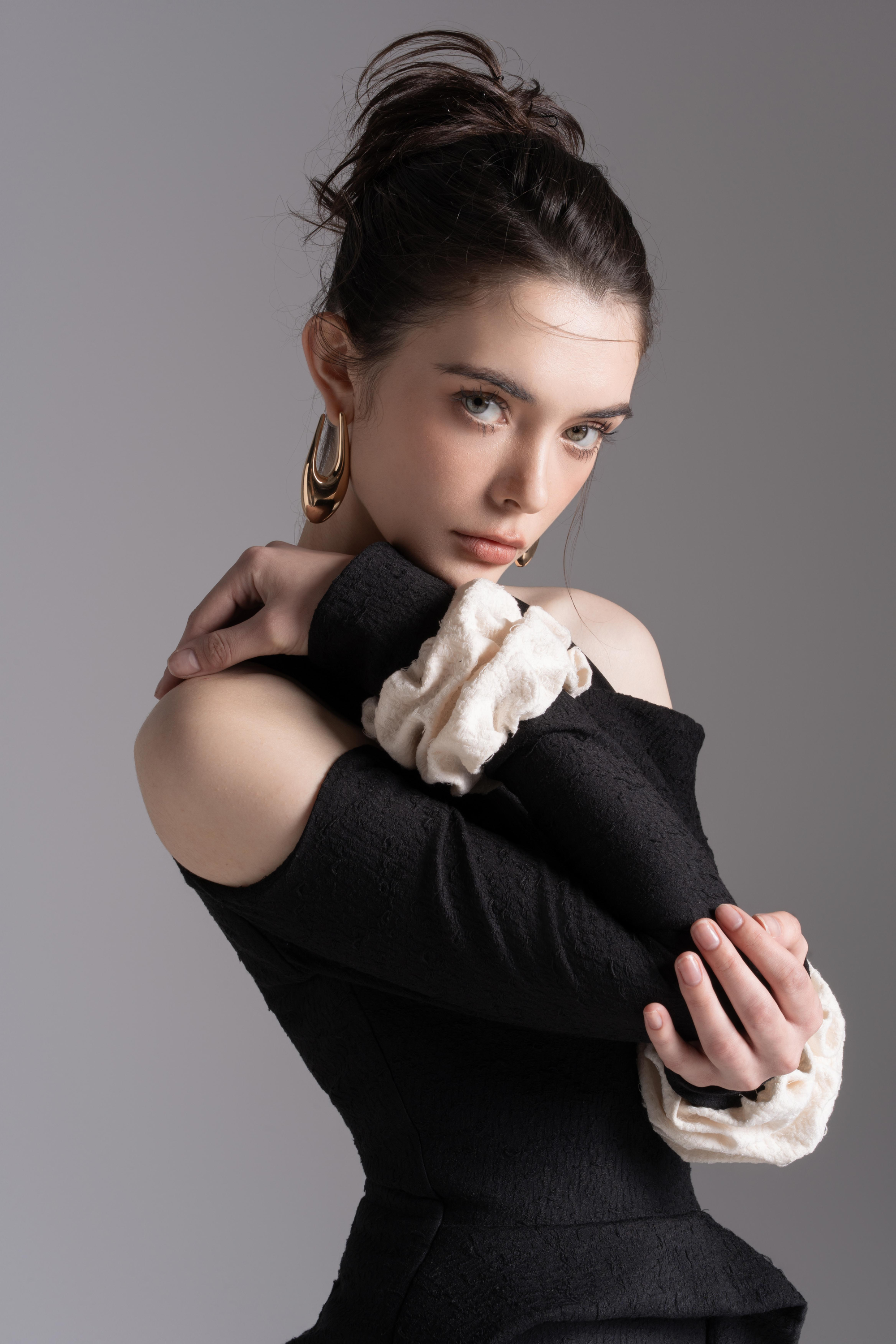 Aura Draped Midi in Black