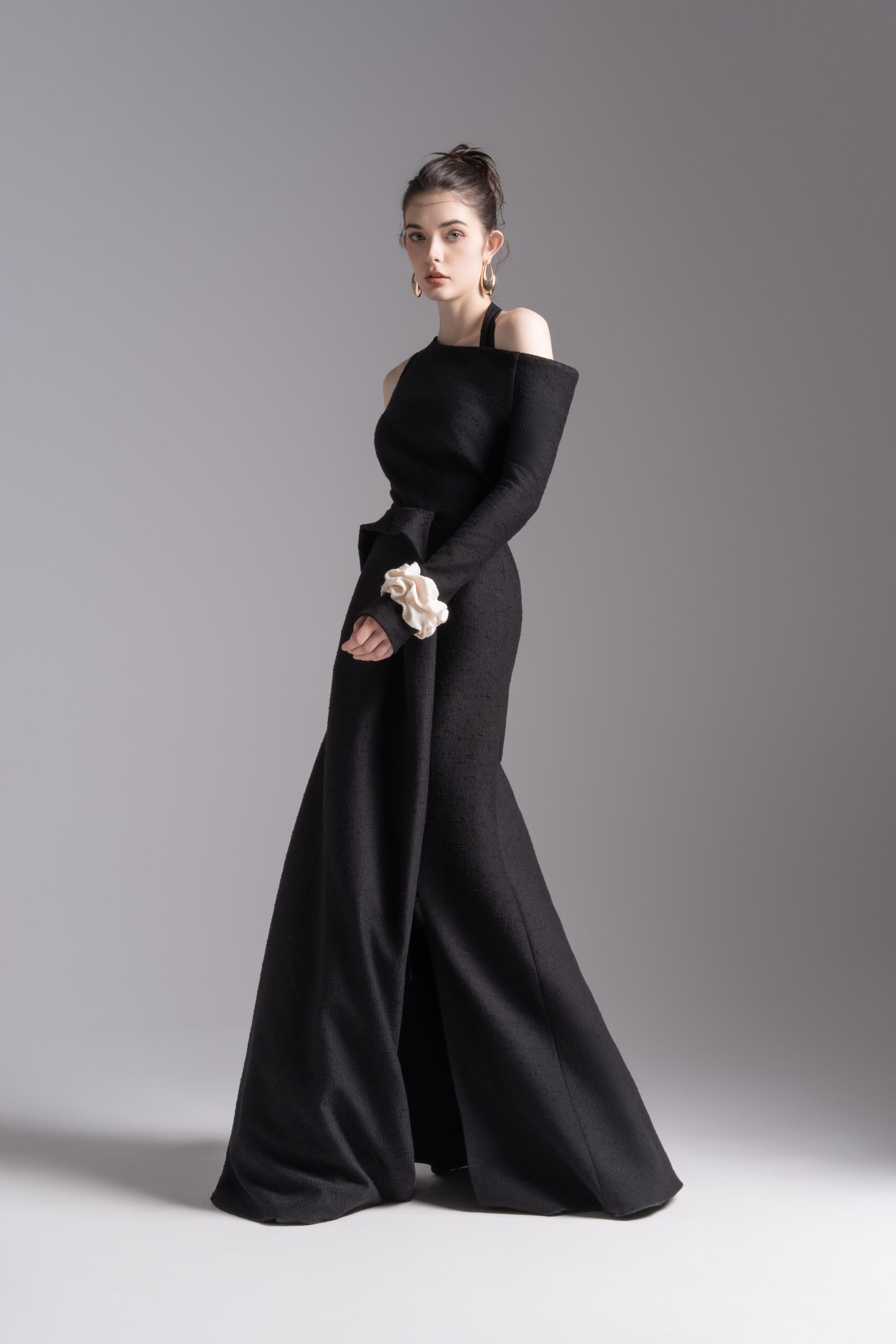 Aura Draped Midi in Black