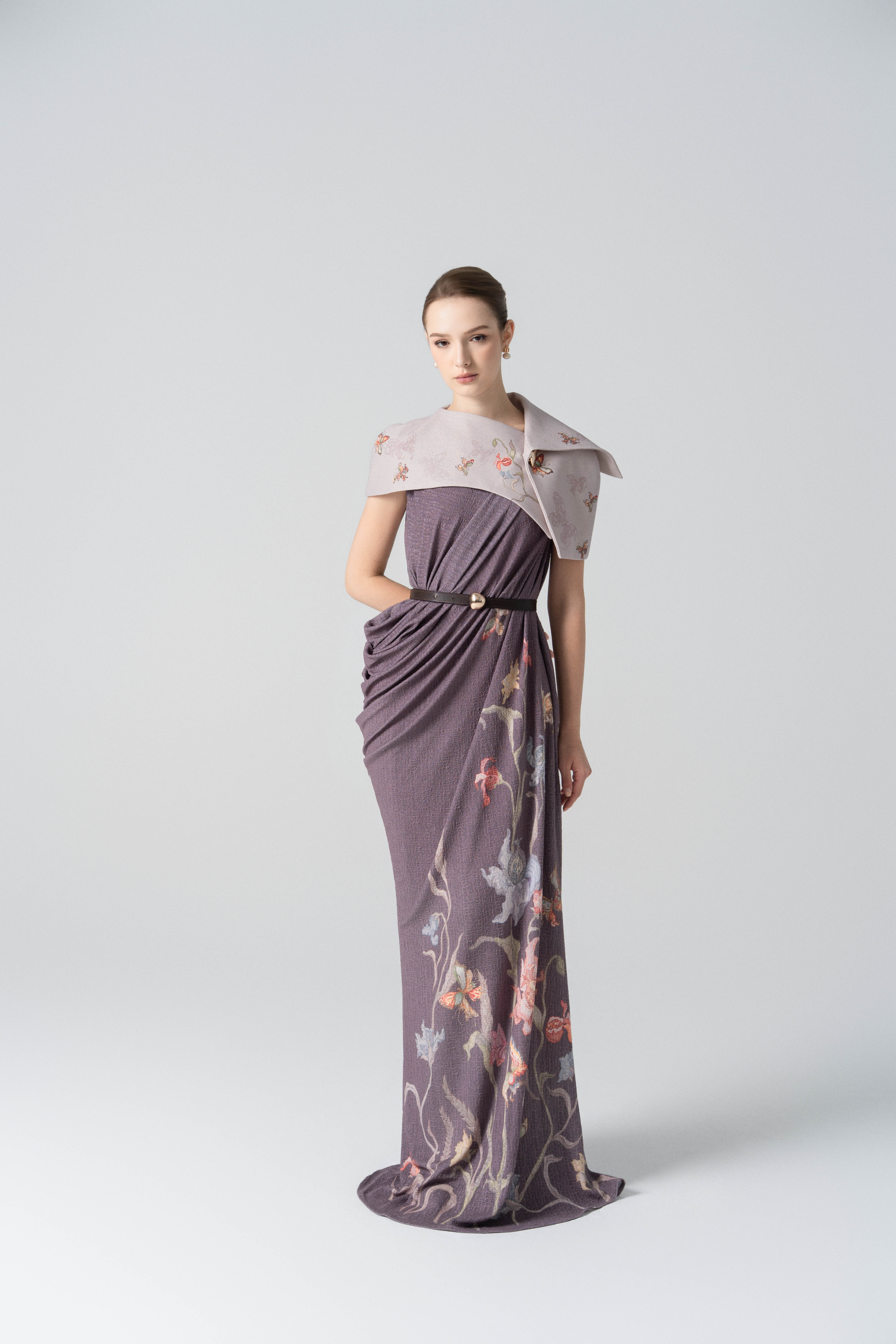 Golden Hour Midi Dress in Lilac Marble
