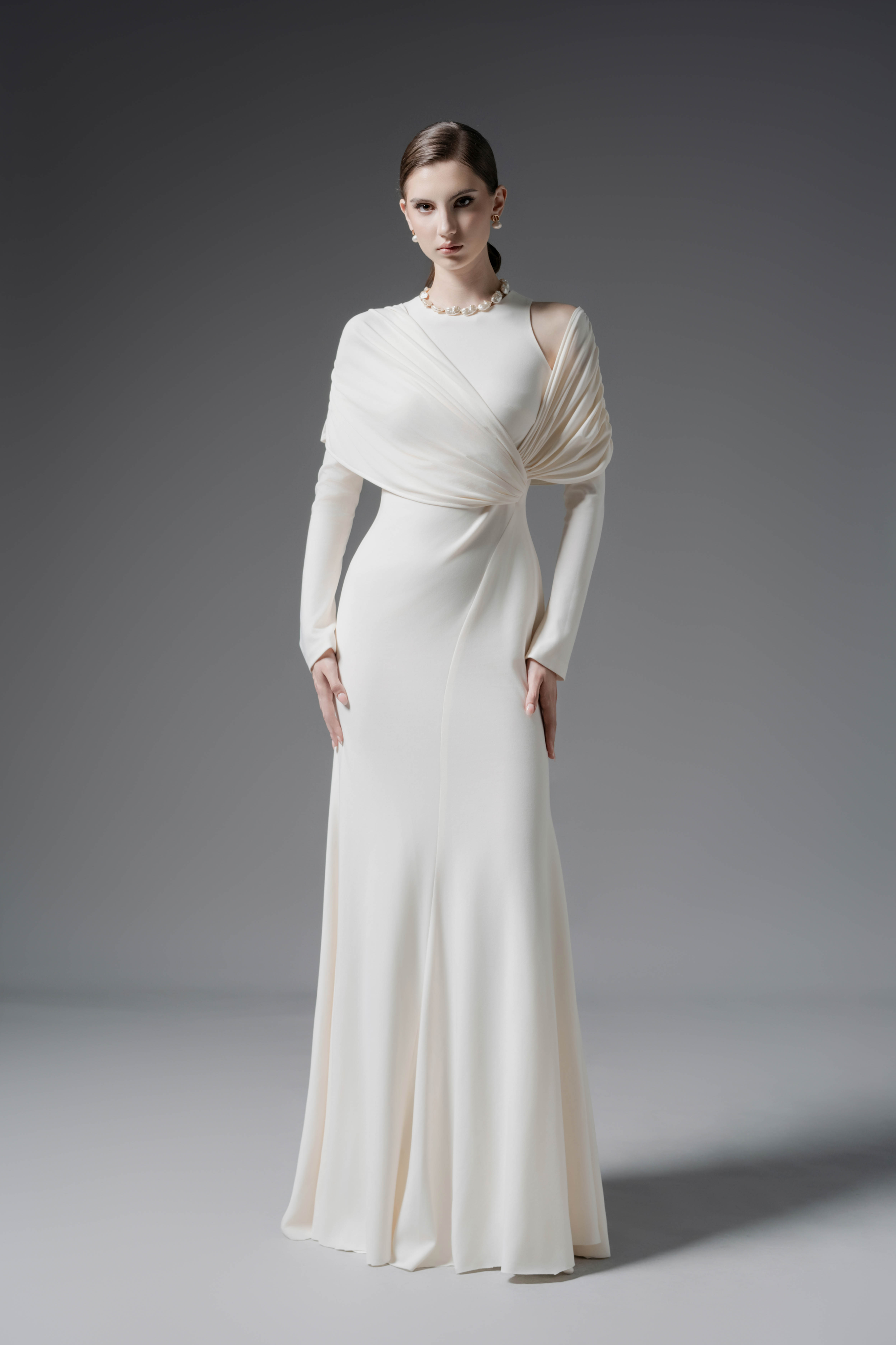 Cream Bias-cut Dress