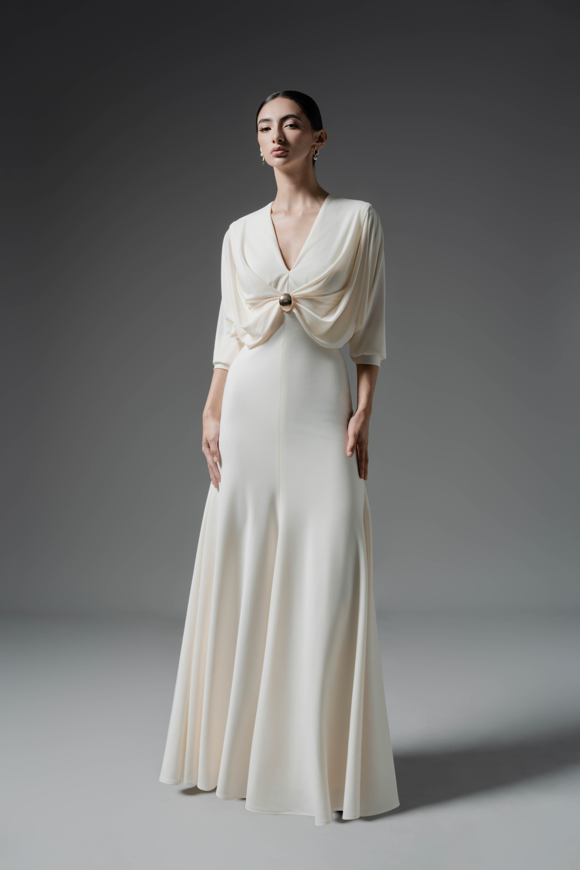 Hush Form Midi Dress in Cream