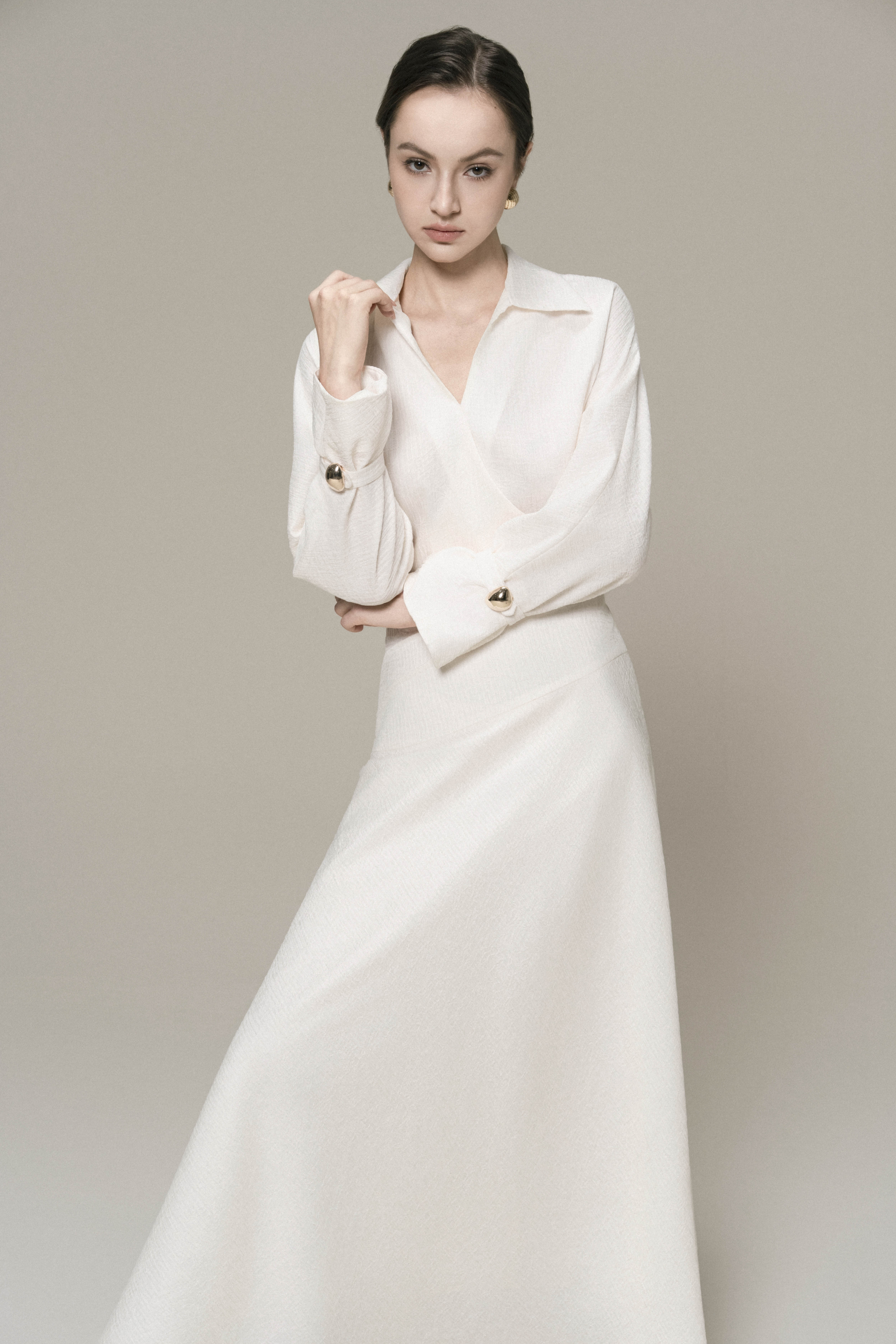 Dewlight Midi Dress in Cream