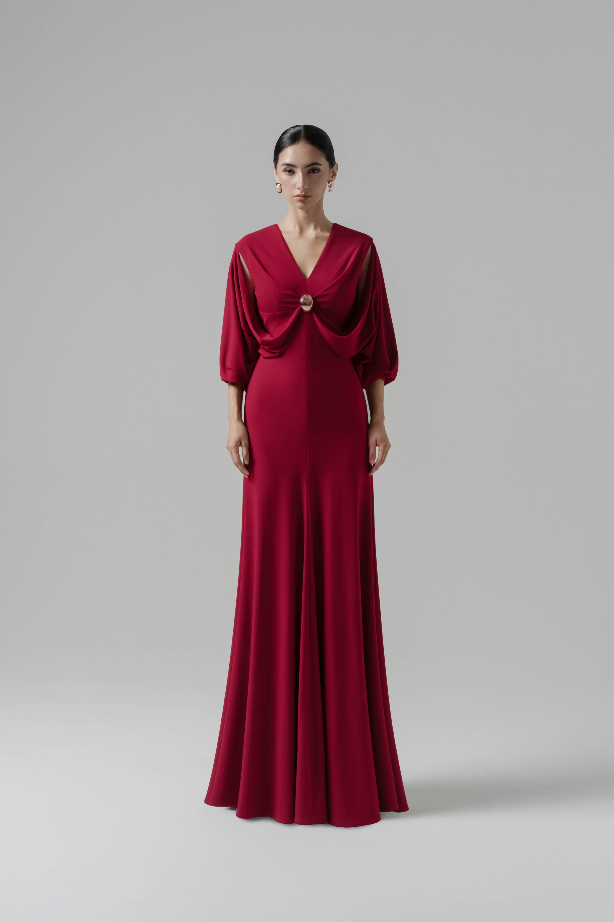 Hush Form Midi - Dark Ruby Mermaid with V-Neck Xs - US 2 / Dark Ruby Hush Form Midi - Dark Ruby Mermaid with V-Neck Xs - US 2 / Dark Ruby