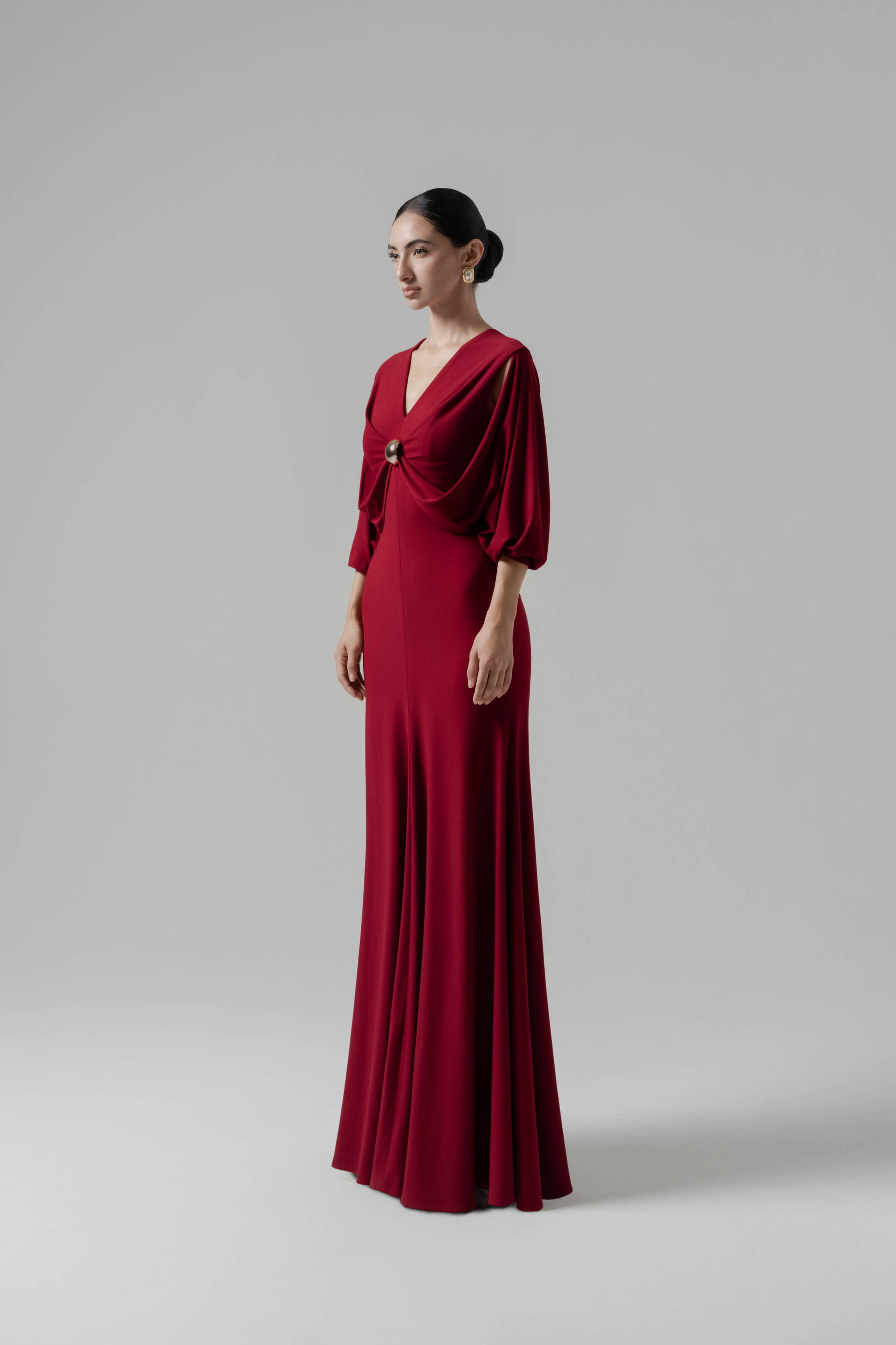 Hush Form Midi Dress in Dark Ruby