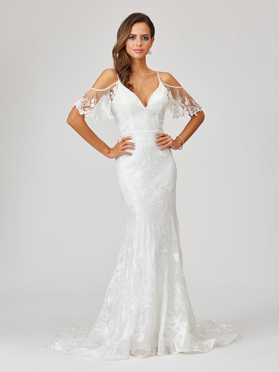 Lace Mermaid Bridal Gown with Off-Shoulder Detail 51037 OUTLET