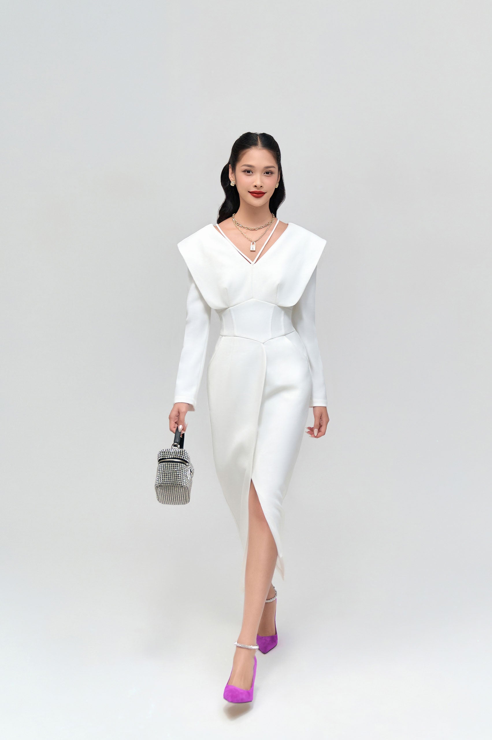 Wren White V-neck Pencil Dress