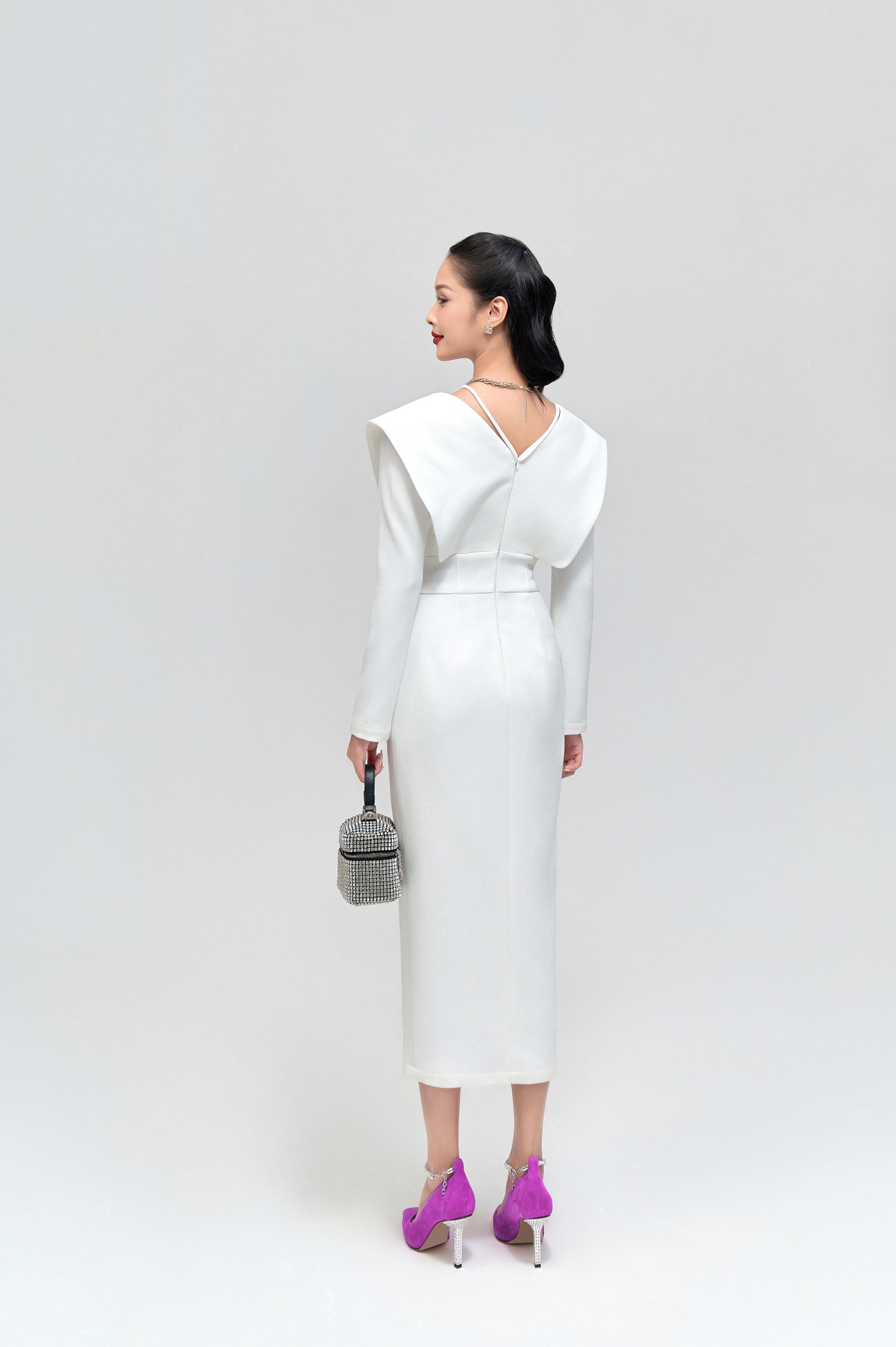 Wren White V-neck Pencil Dress
