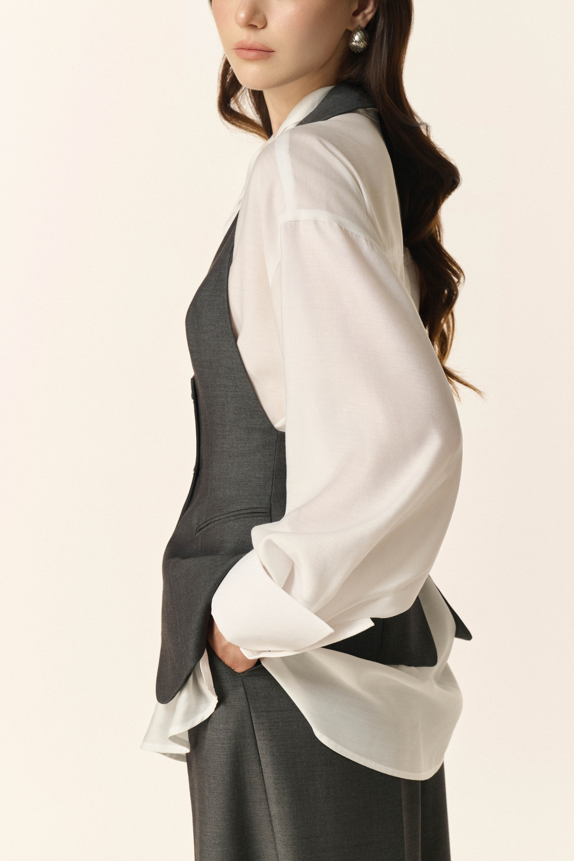 Airglow Short Long Sleeve Shirt, Ease Gilet & Ease Cocoon Pants in Dark Shadow 3 Pcs Set