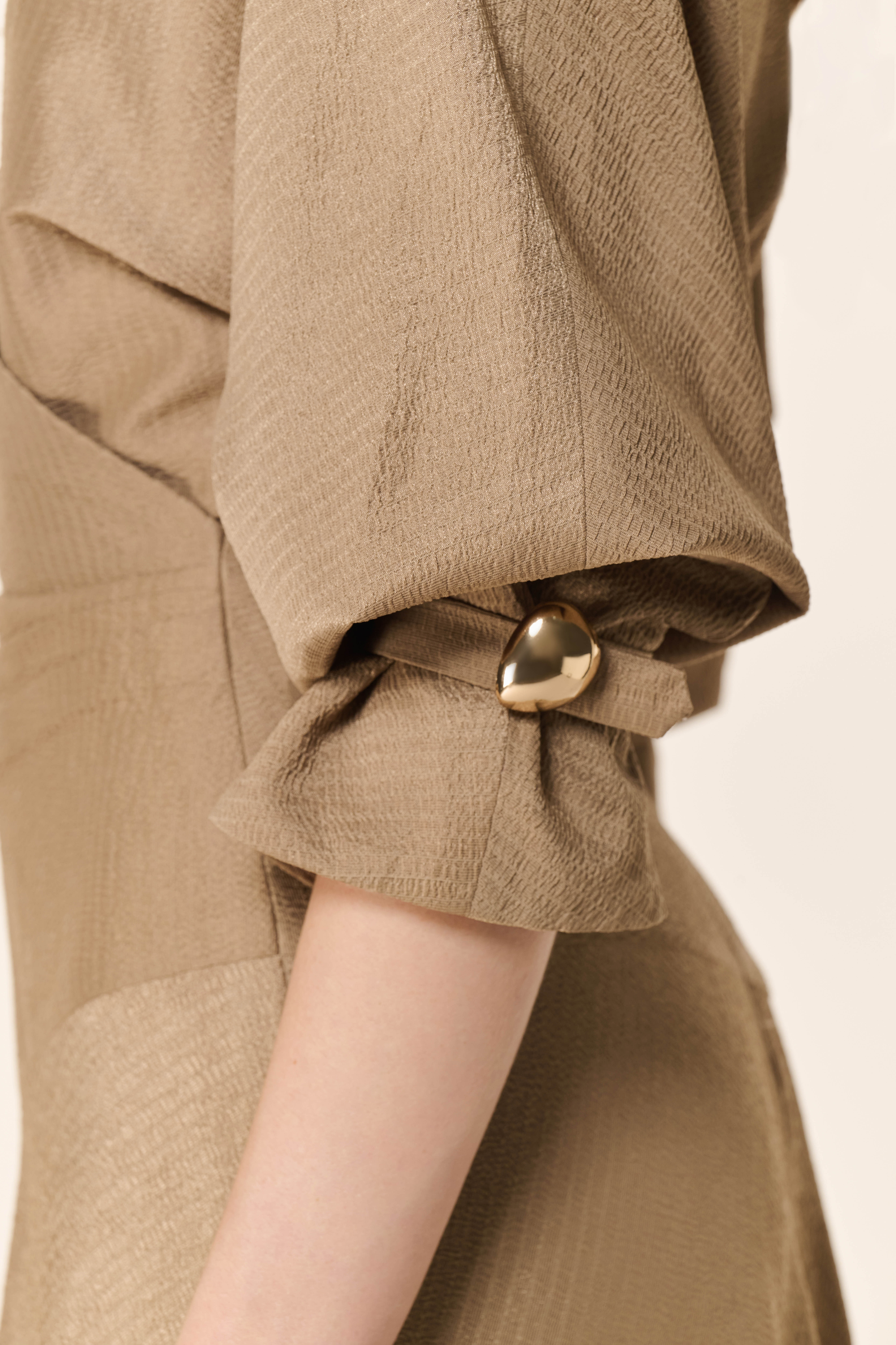 Dewlight Midi Dress in Warm Taupe