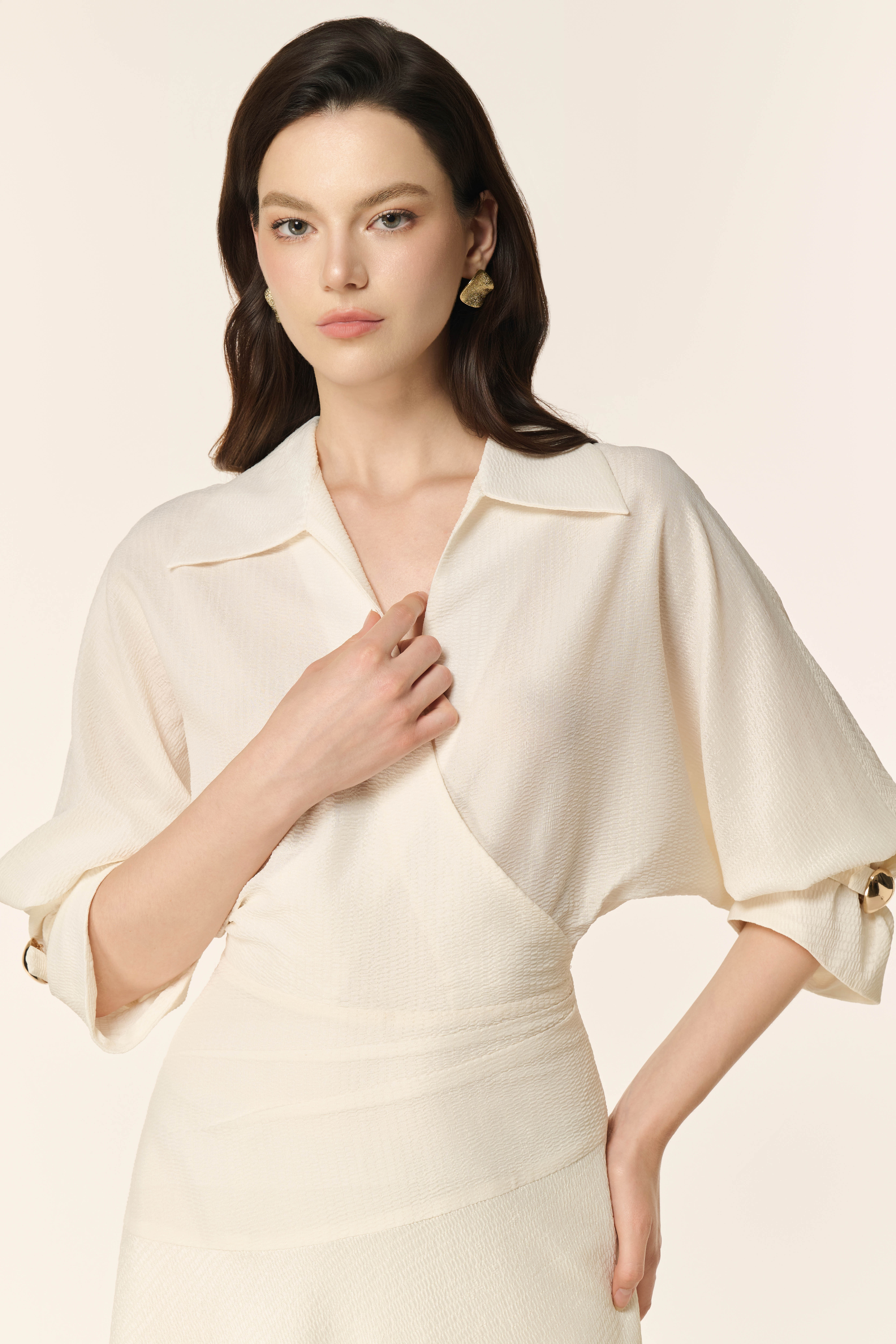 Dewlight Midi Dress in Cream