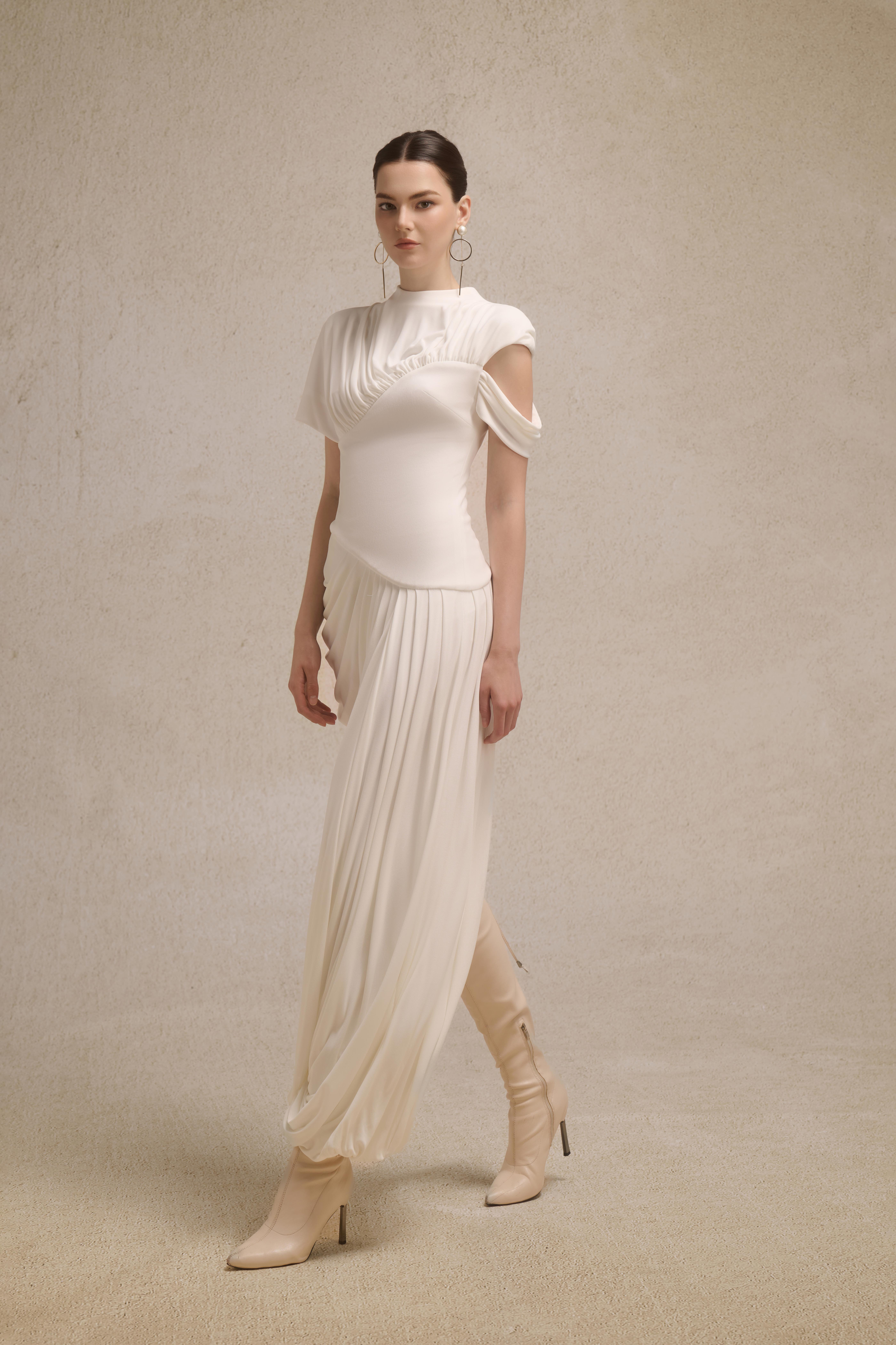 Eris Corset Dress in Light Cream