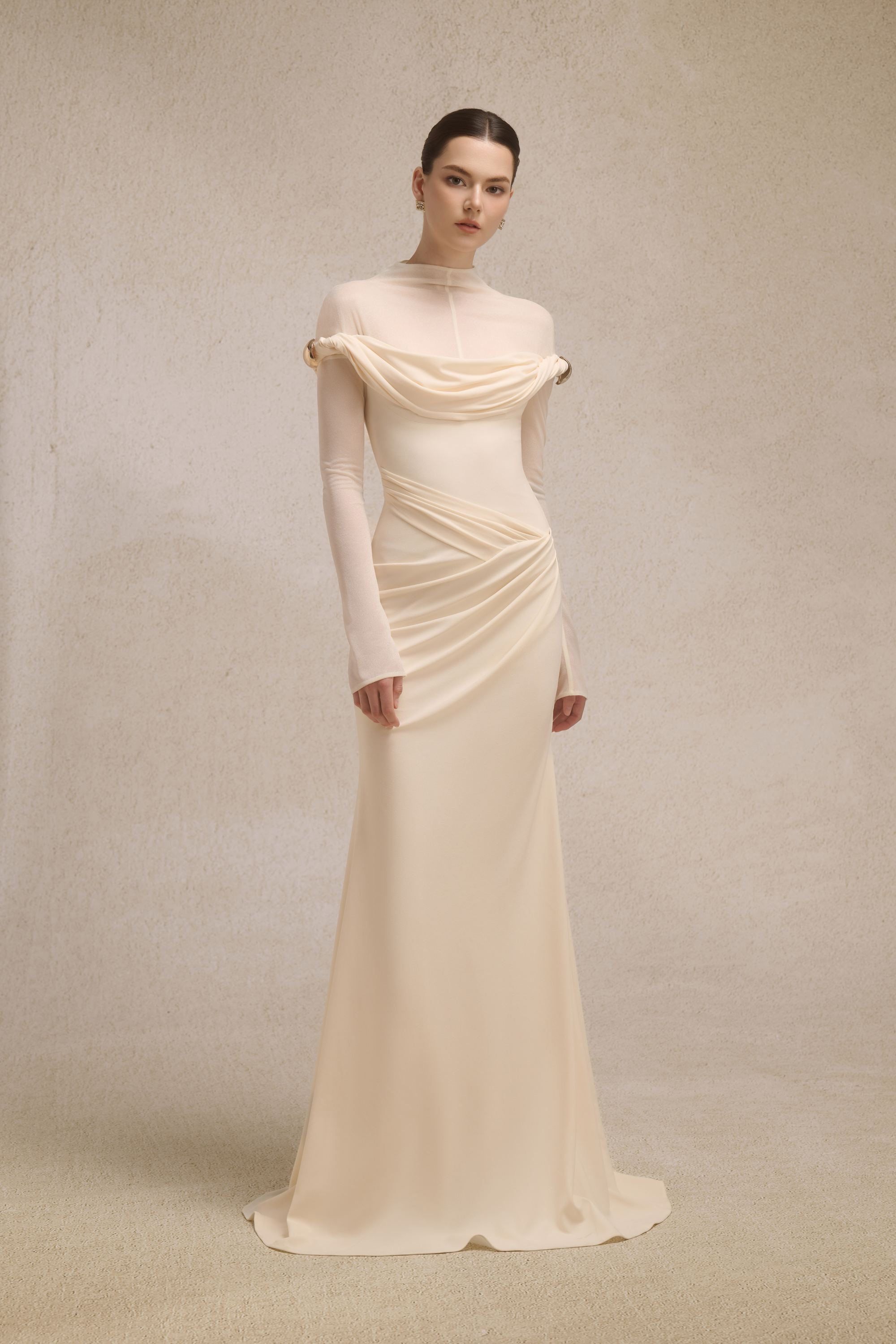 Selene Metal Twist Dress in Cream