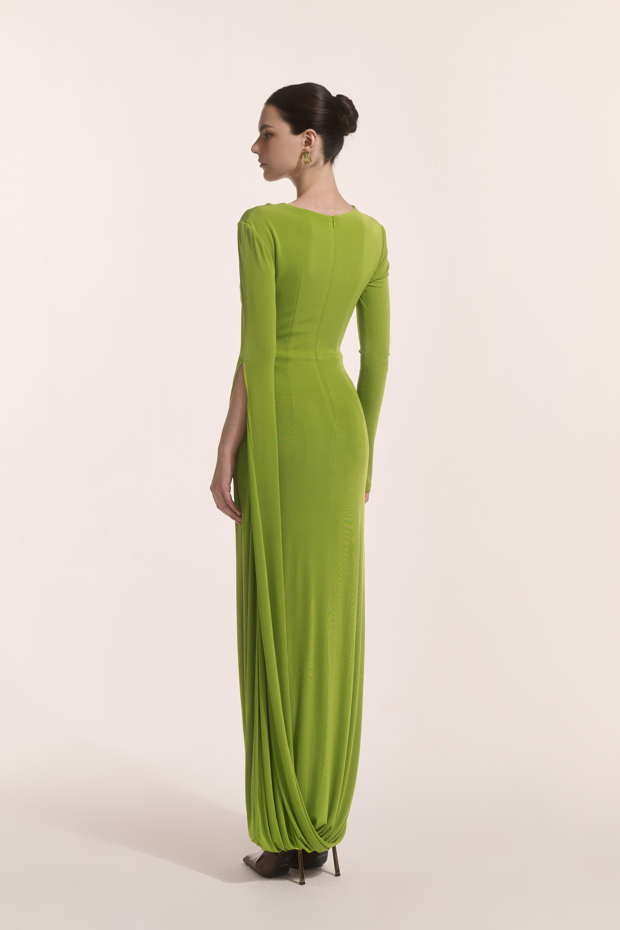 Lunara Tiered Midi in Leafed Lime