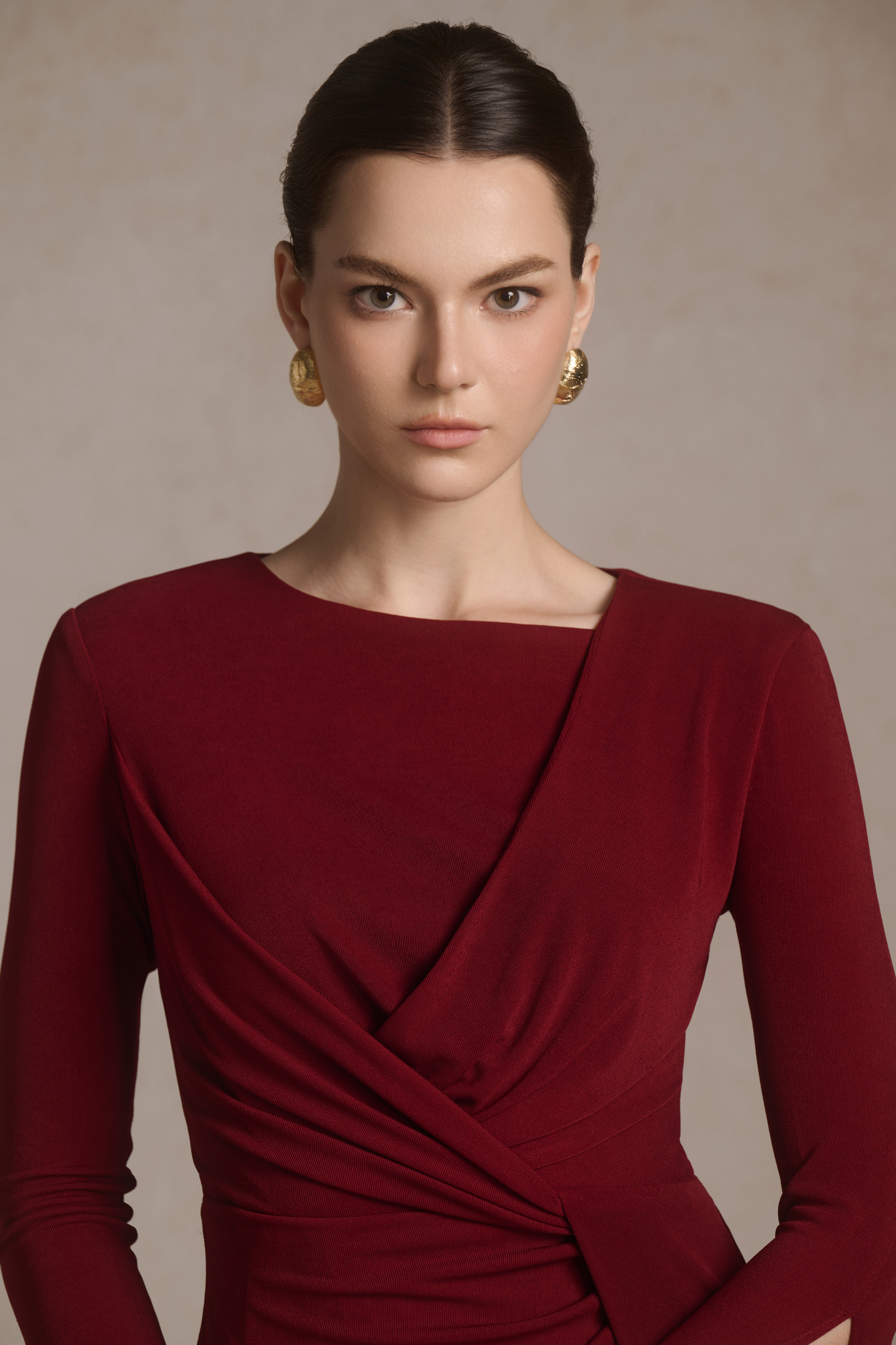 Lunara Tiered Midi in Burgundy