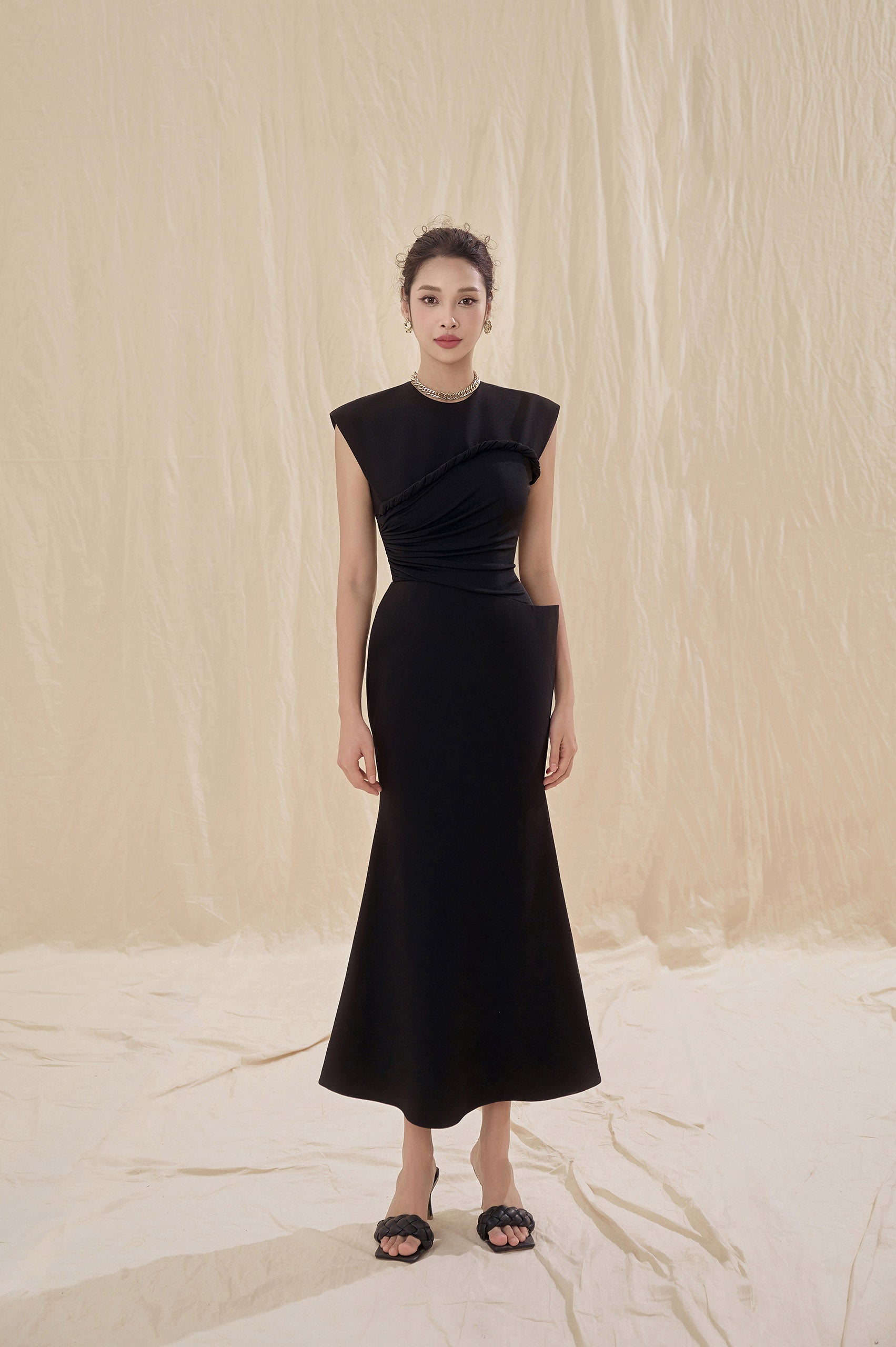 Paola Black Twisted Dress