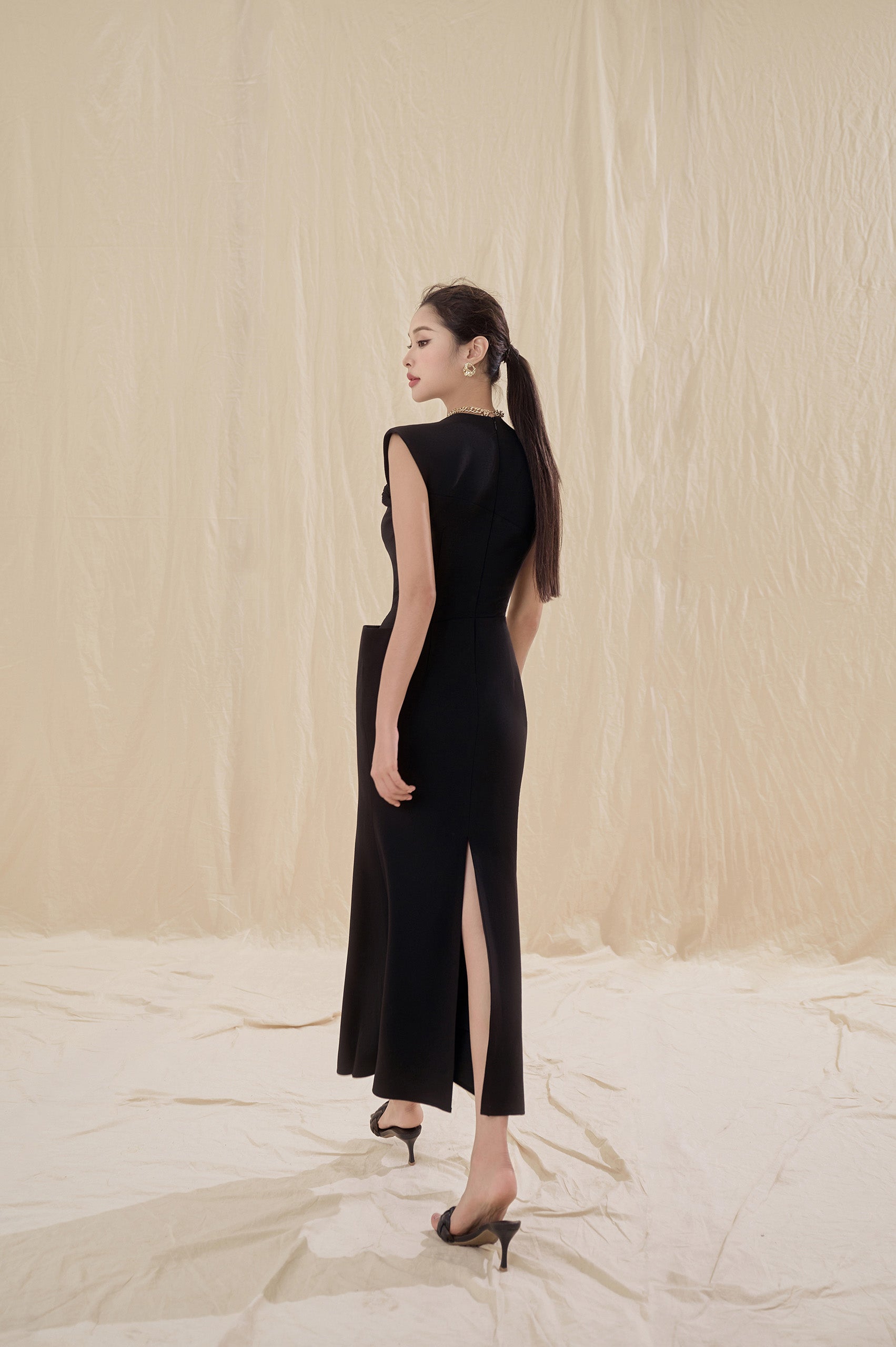 Paola Black Twisted Dress