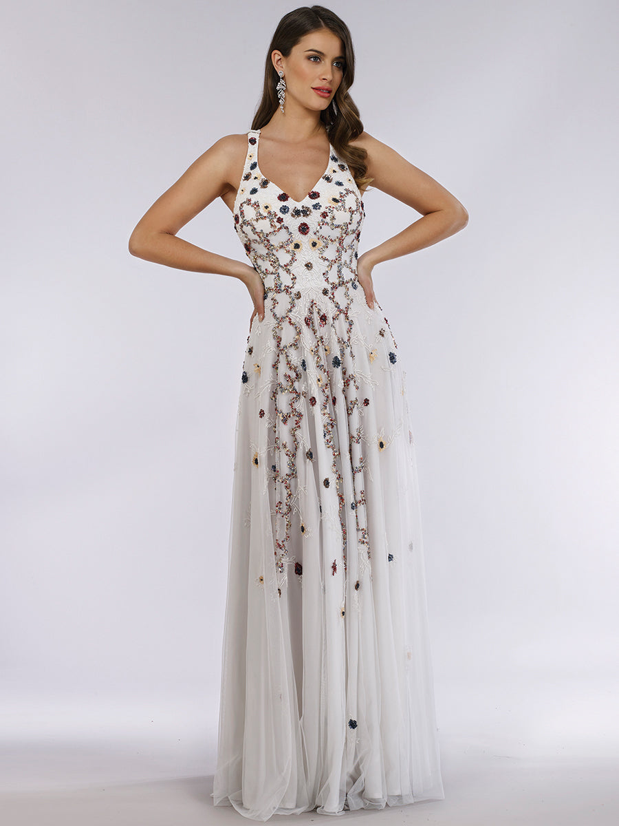beaded flowy dress Lara 29544 Size:48 Regular Jacket+42 Waist Adjust 38to44)Height: 5'7