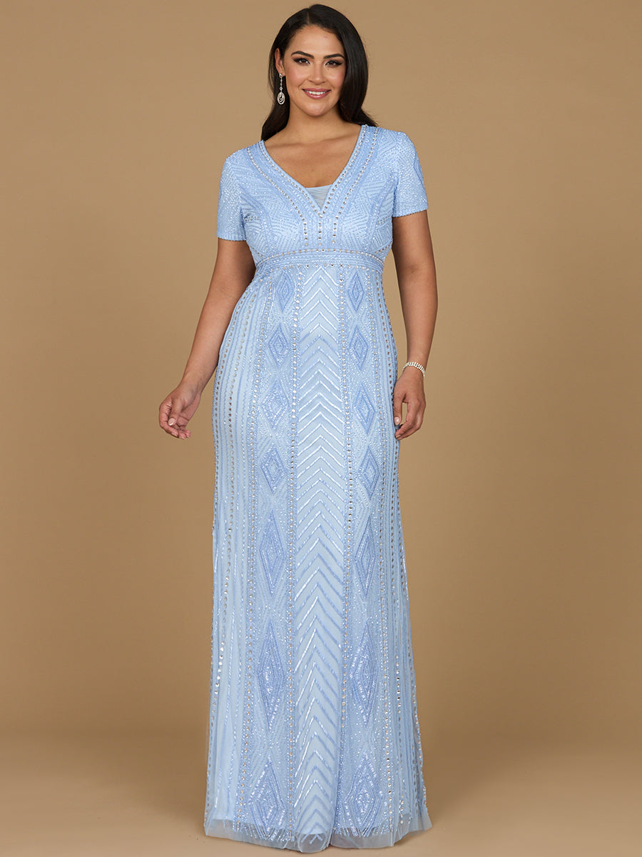 Lara 29606 - Closed Back, Cap Sleeve Dress
