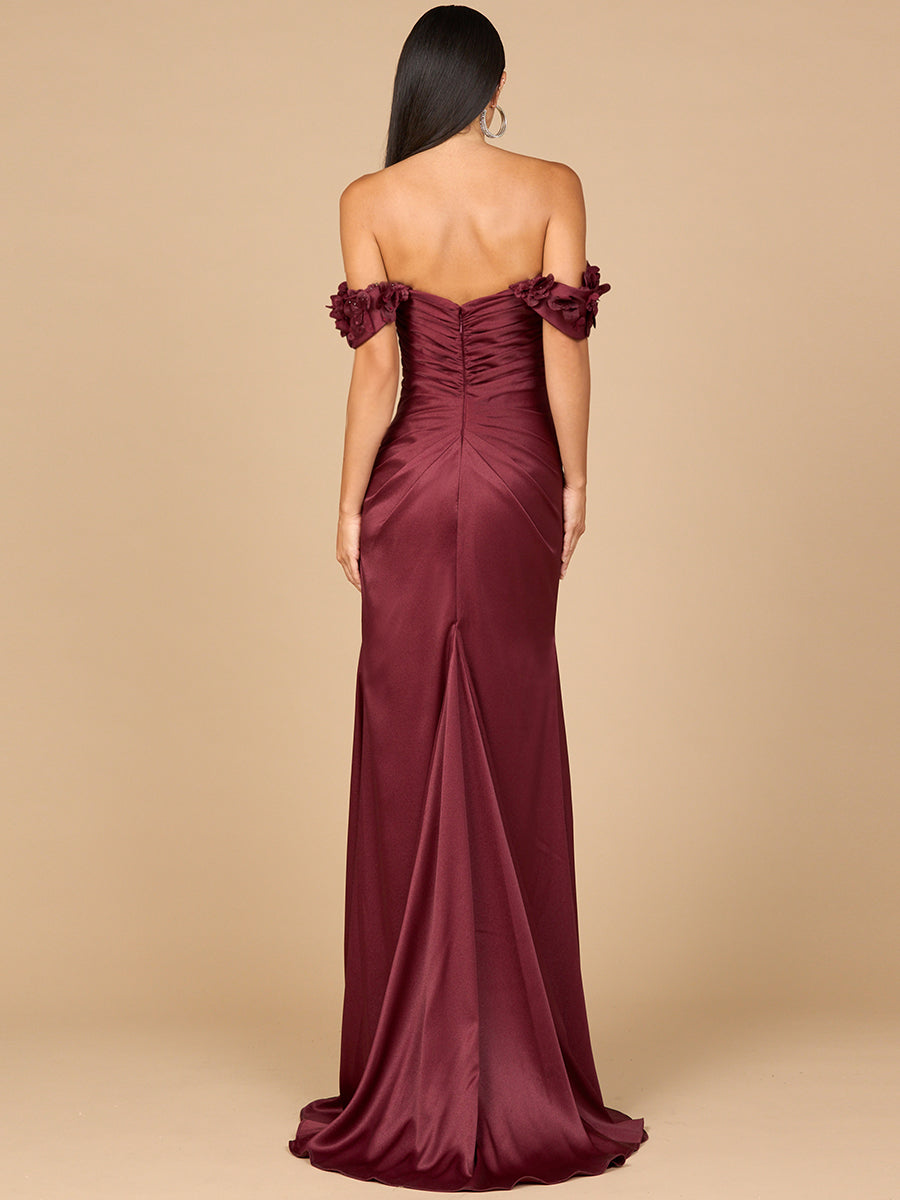Lara Style 28916 Off-Shoulder Floral Appliqué Evening Gown