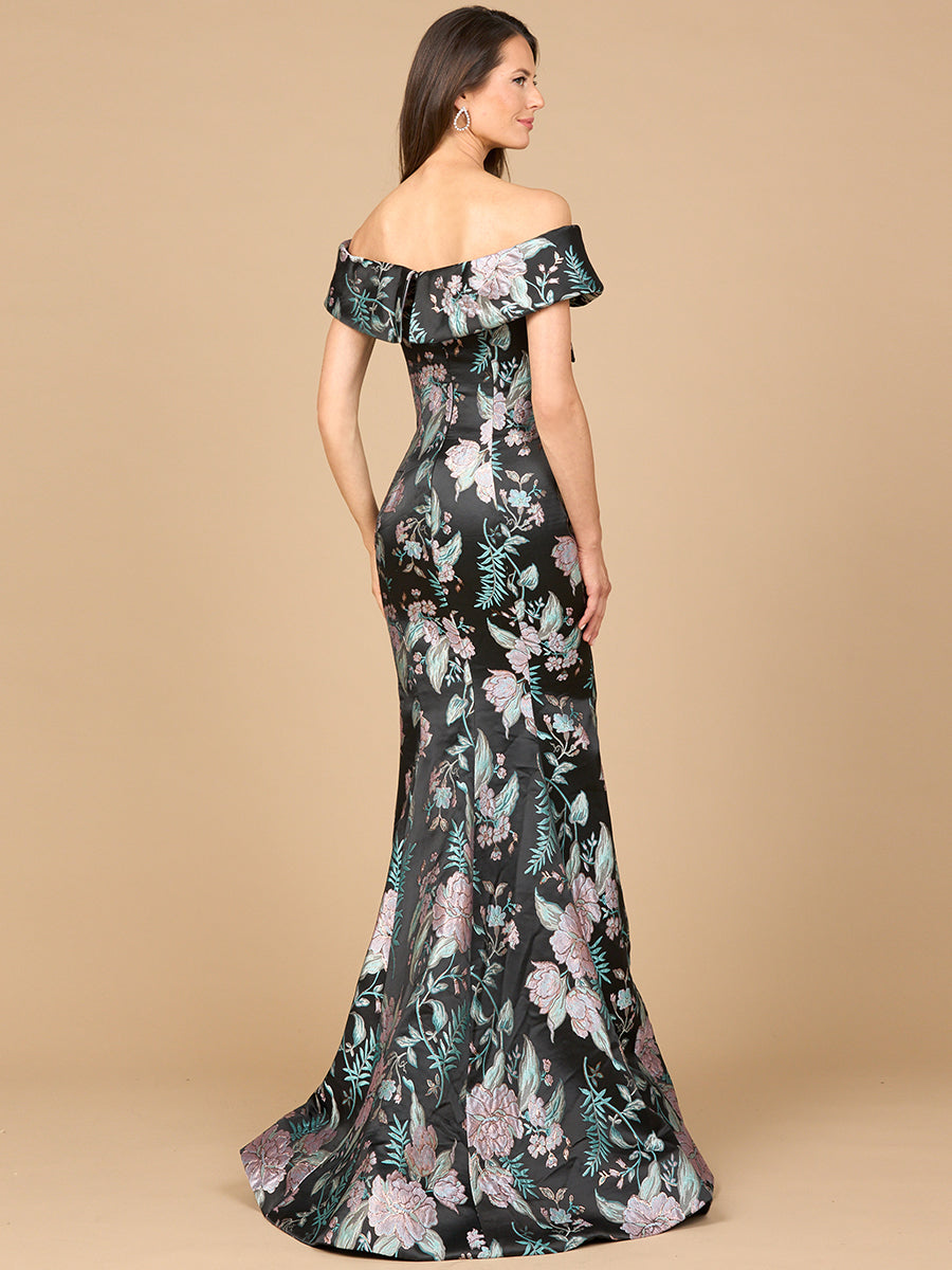 Lara Style 28919 Off-Shoulder Brocade Mermaid Gown