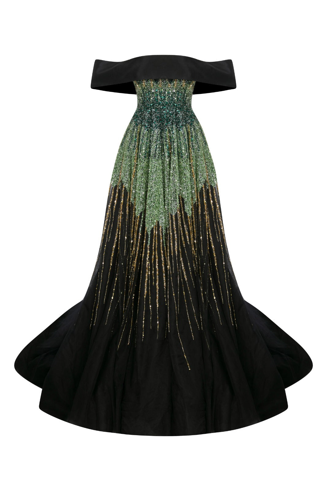 Li Beirut M1009 – Off-Shoulder Embellished Gown with Gradient Sequin Bodice