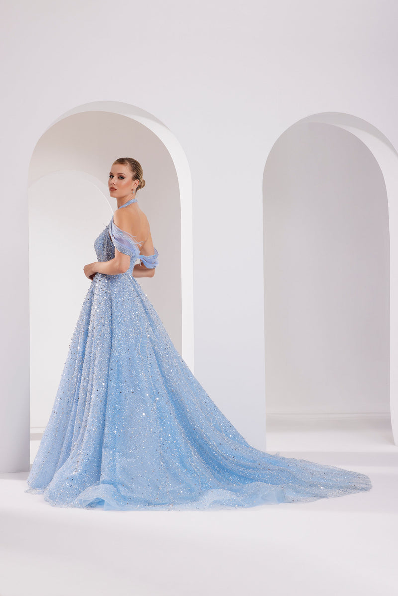 Li Beirut M1011 – Halter Crystal-Embellished Couture Ball Gown