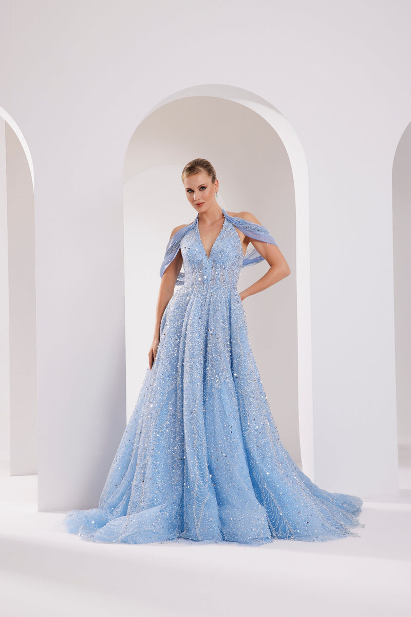 Li Beirut M1011 – Halter Crystal-Embellished Couture Ball Gown