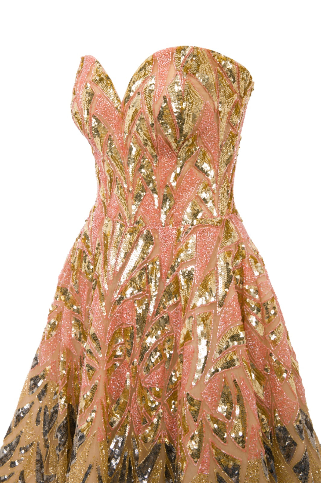 Li Beirut M1013 - Embellished Black Ball Gown with Metallic Botanical Detail