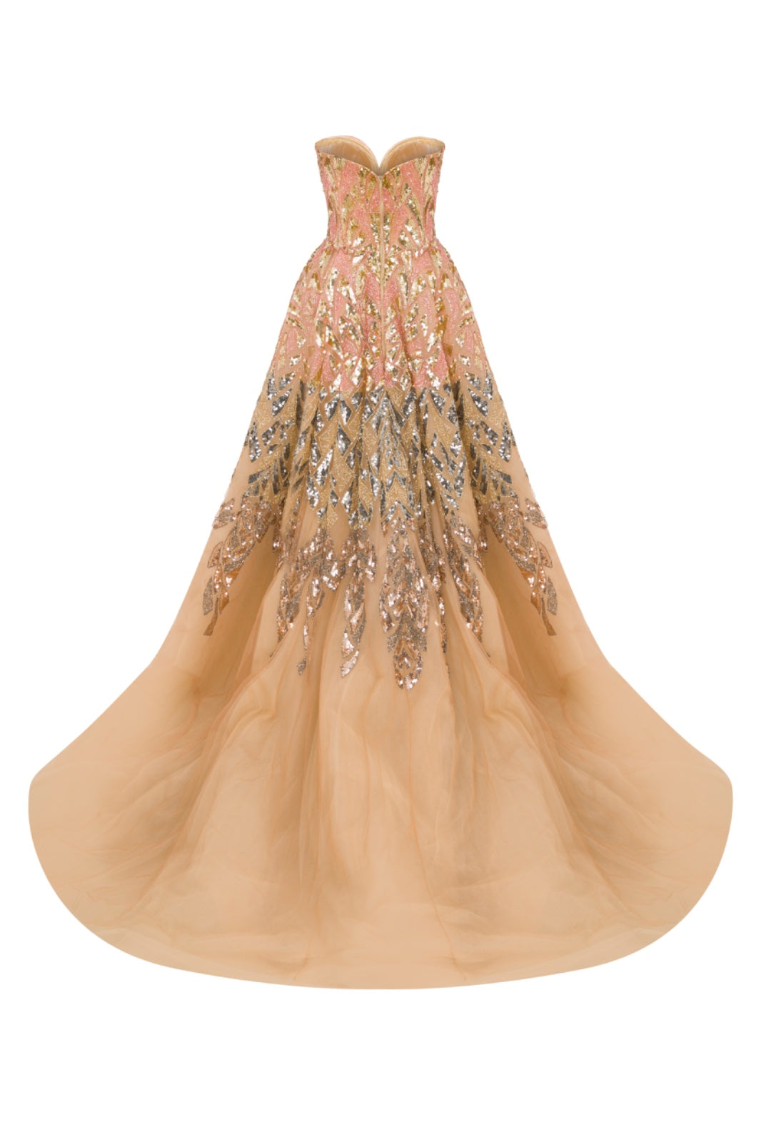 Li Beirut M1013 - Embellished Black Ball Gown with Metallic Botanical Detail