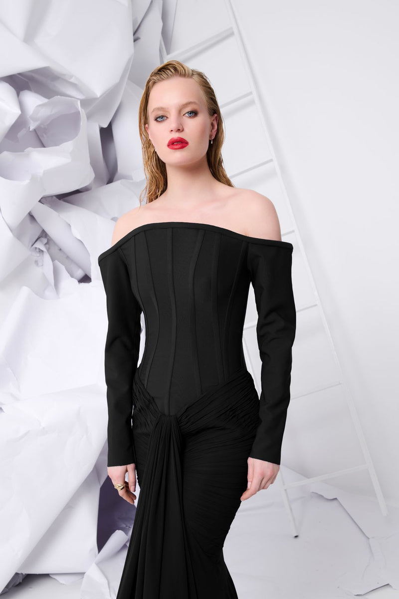 Li Beirut M1112 – Off-Shoulder Sculpted Mermaid Evening Gown