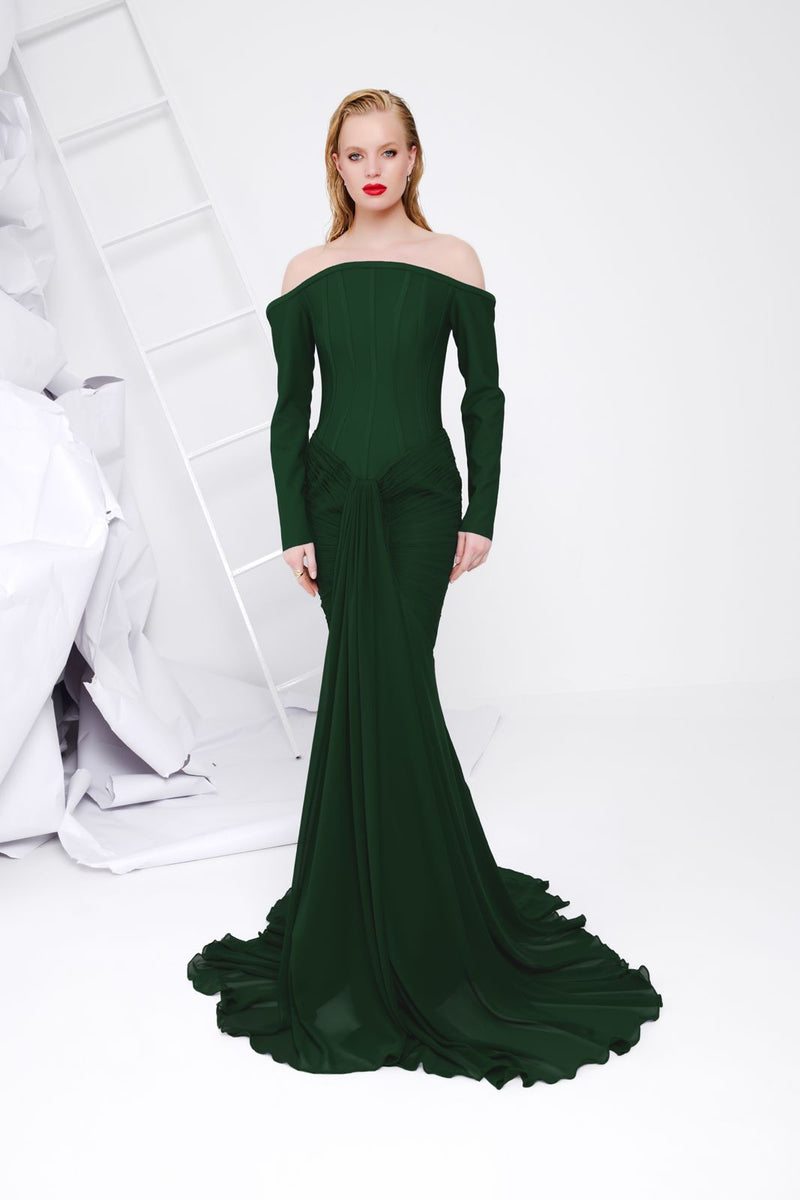 Li Beirut M1112 – Off-Shoulder Sculpted Mermaid Evening Gown