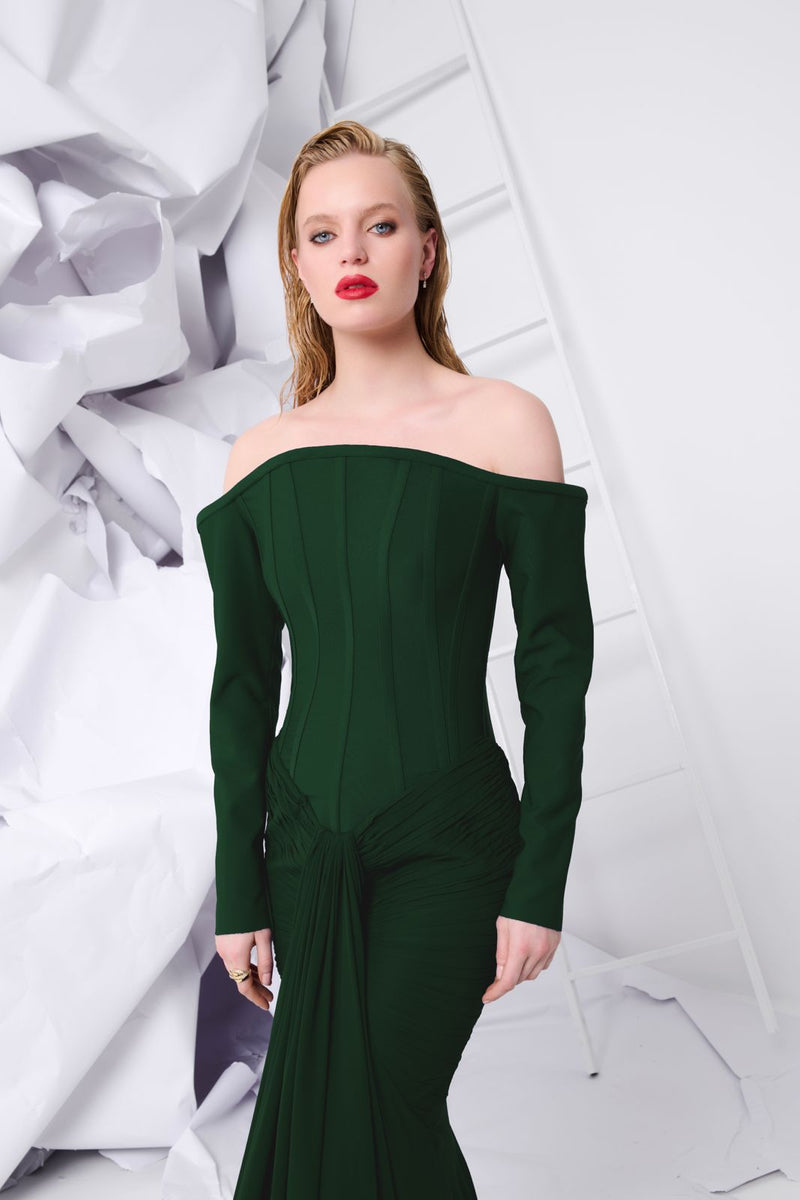 Li Beirut M1112 – Off-Shoulder Sculpted Mermaid Evening Gown