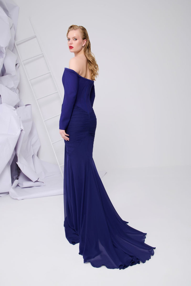Li Beirut M1112 – Off-Shoulder Sculpted Mermaid Evening Gown