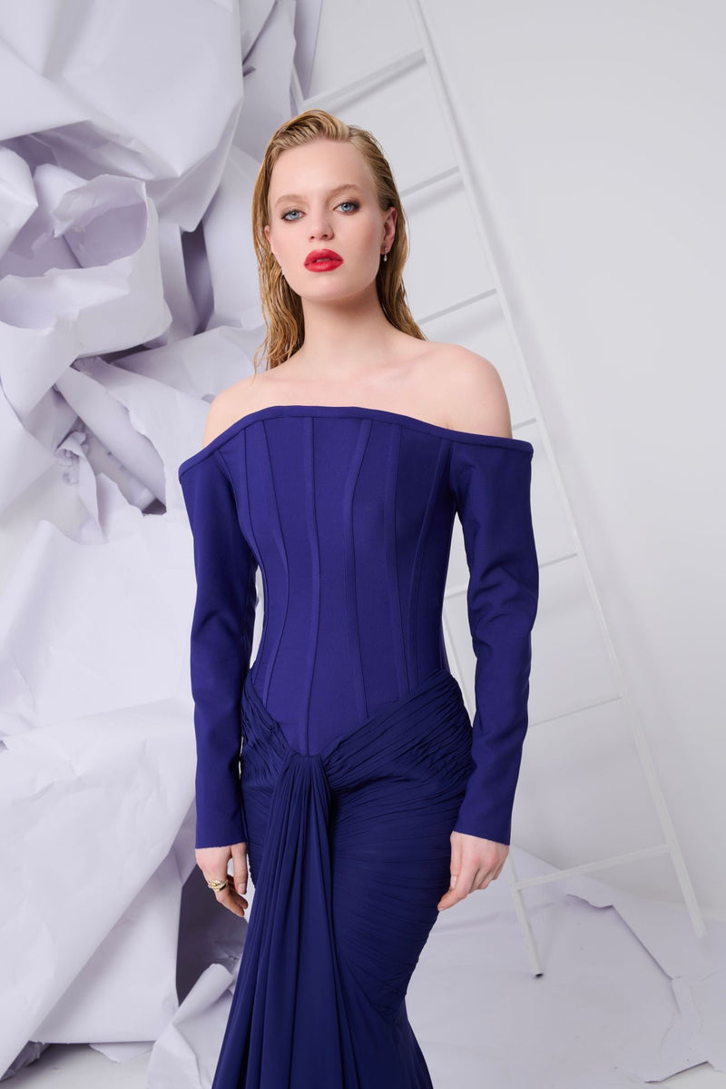 Li Beirut M1112 – Off-Shoulder Sculpted Mermaid Evening Gown