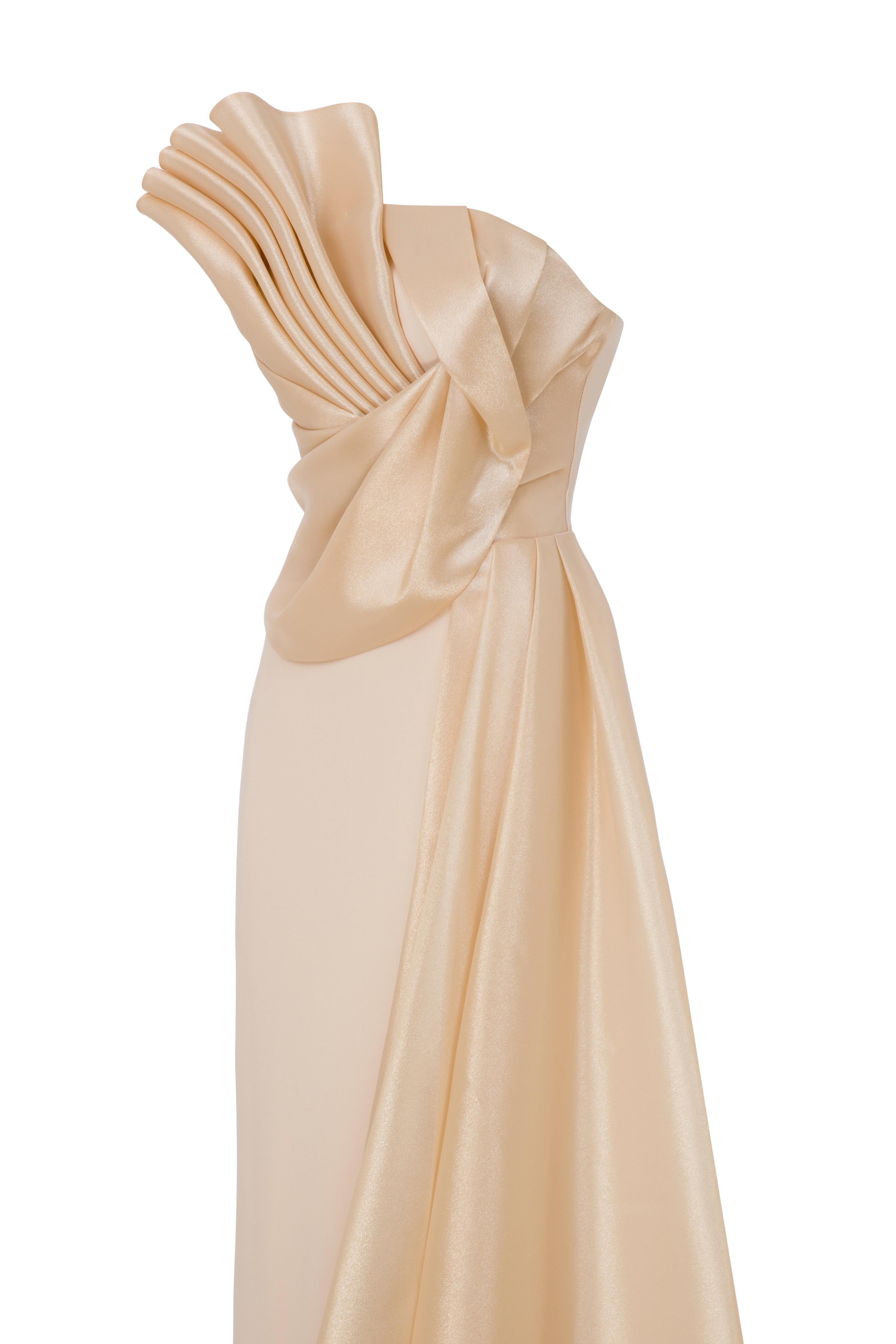Li Beirut M1130 – One-Shoulder Draped Evening Gown with Slit | 4 Colors
