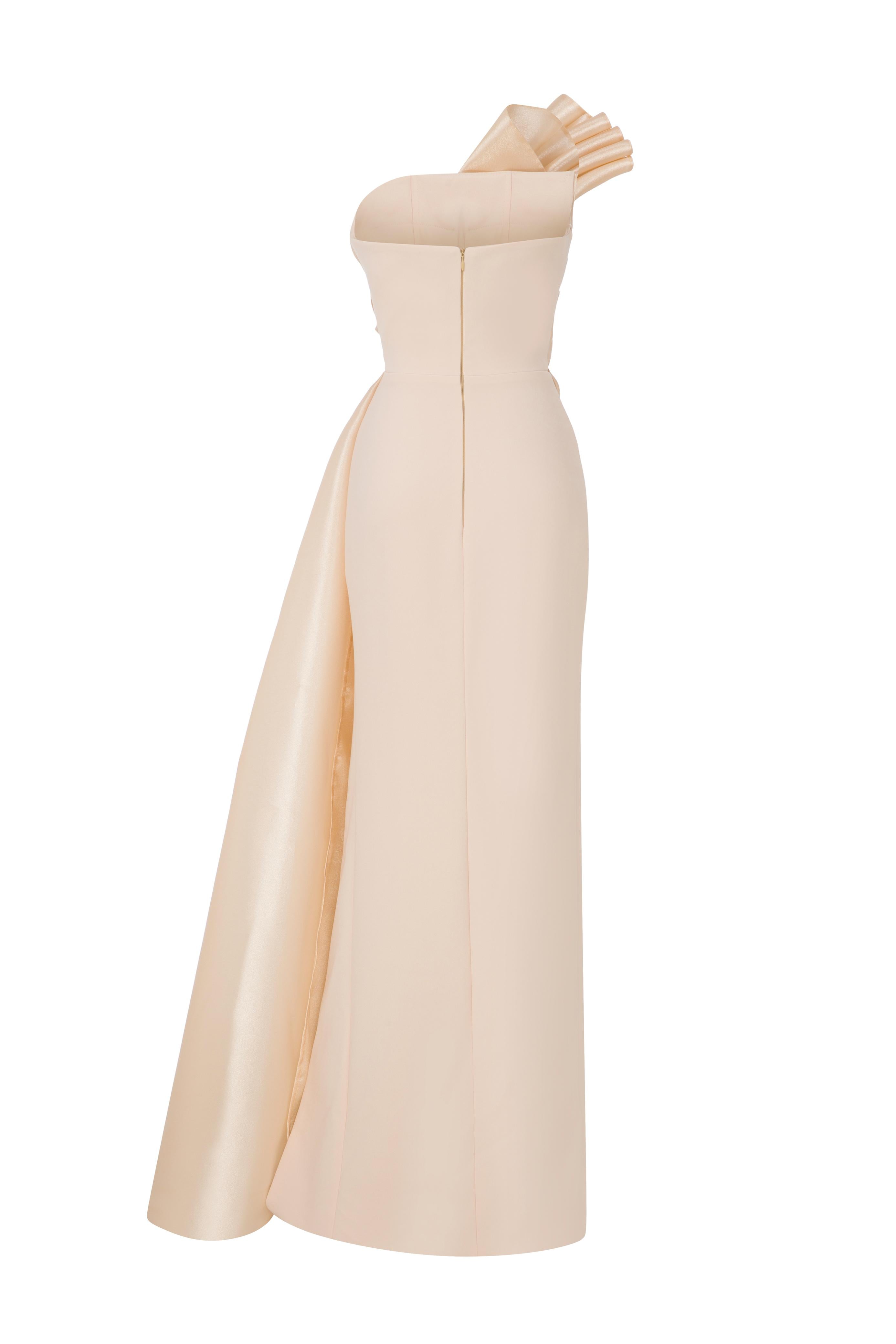 Li Beirut M1130 – One-Shoulder Draped Evening Gown with Slit | 4 Colors