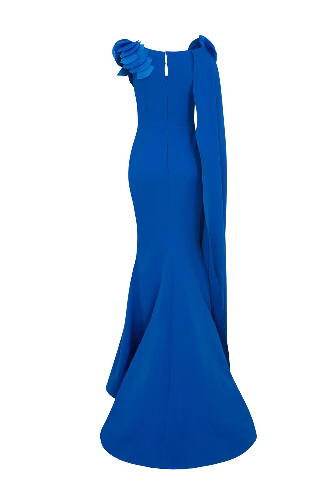 Li Beirut M1178 – One-Shoulder Electric Blue Floral Applique Evening Gown