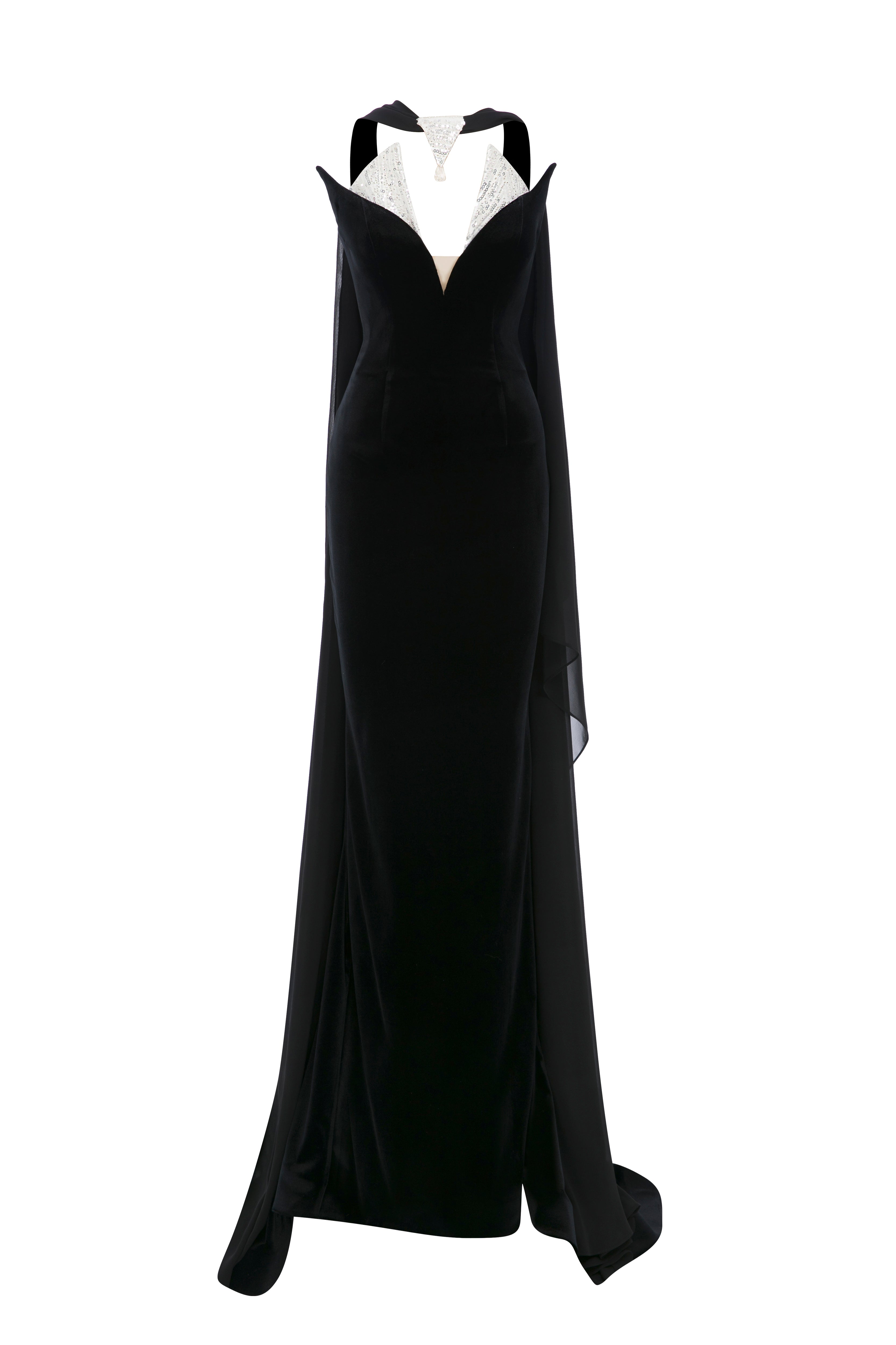 Li Beirut M1182 – Off-Shoulder Lace Illusion Column Evening Gown