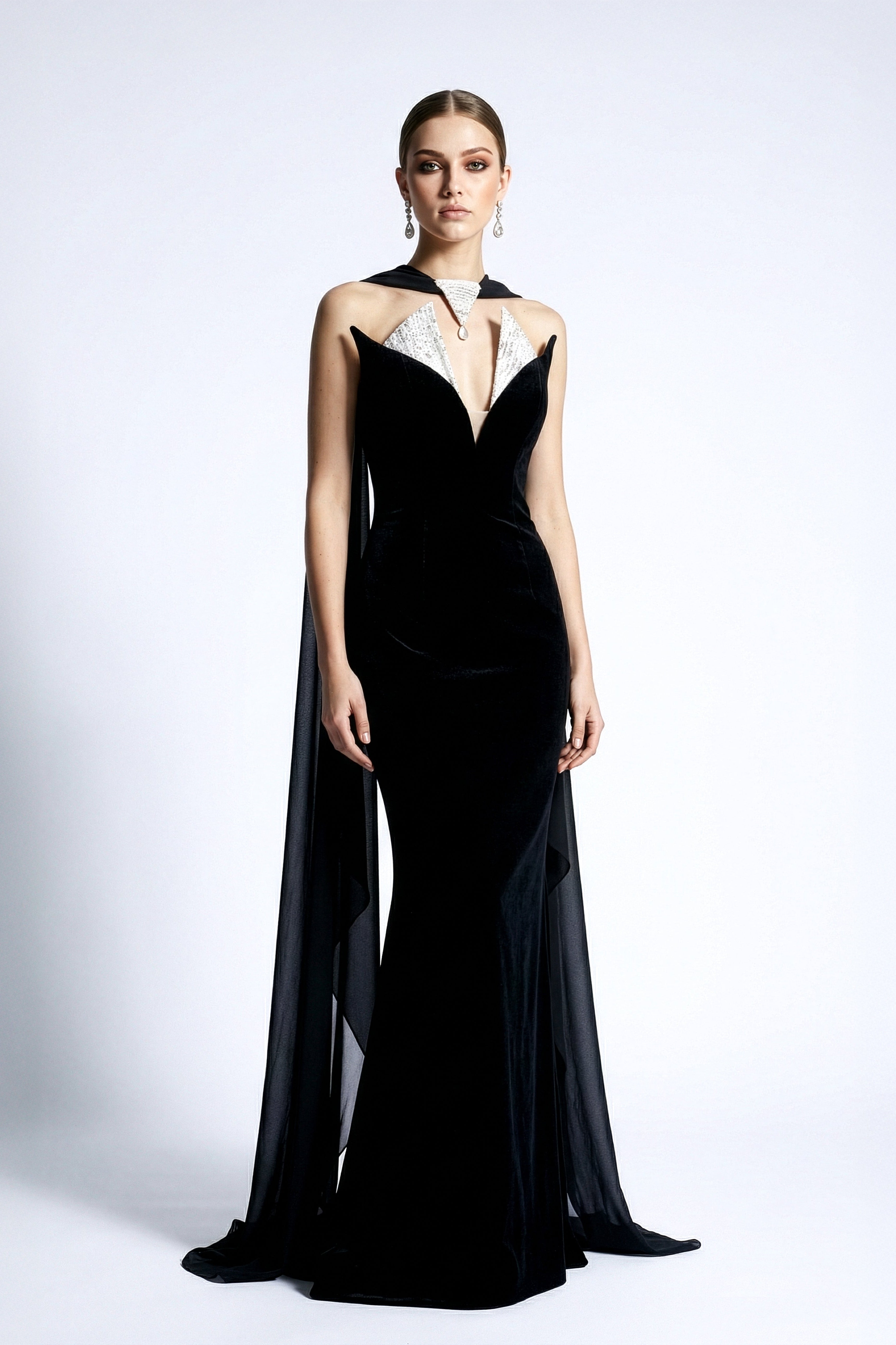 Li Beirut M1182 – Off-Shoulder Lace Illusion Column Evening Gown
