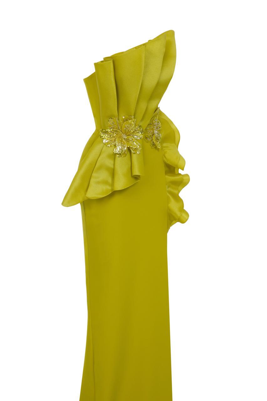 Li Beirut M1188 – Strapless Architectural Satin Couture Gown