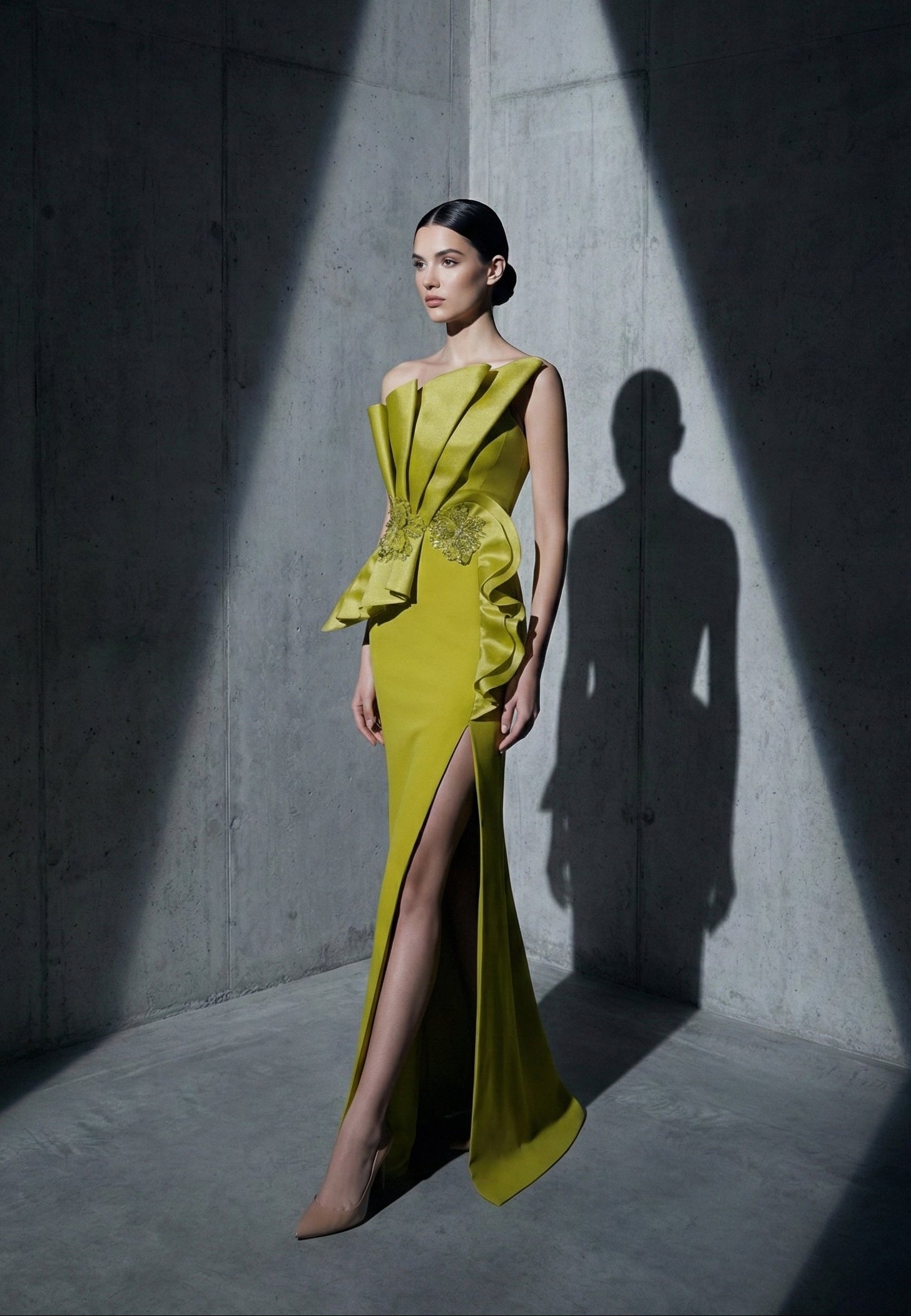 Li Beirut M1188 – Strapless Architectural Satin Couture Gown