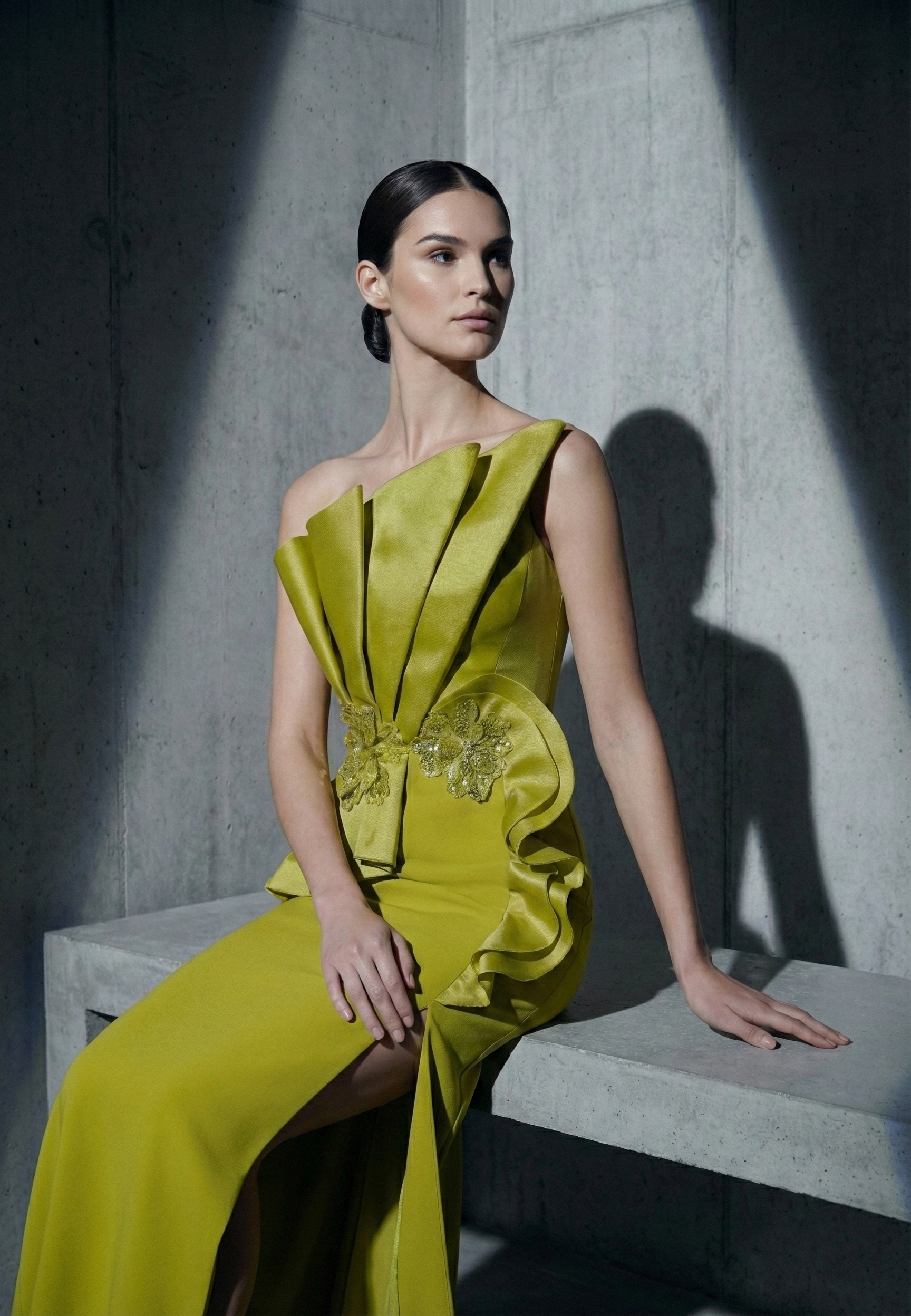 Li Beirut M1188 – Strapless Architectural Satin Couture Gown