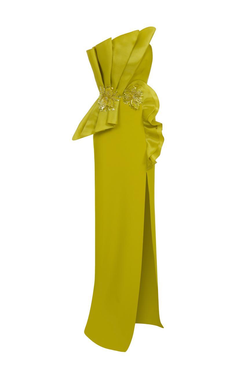 Li Beirut M1188 – Strapless Architectural Satin Couture Gown