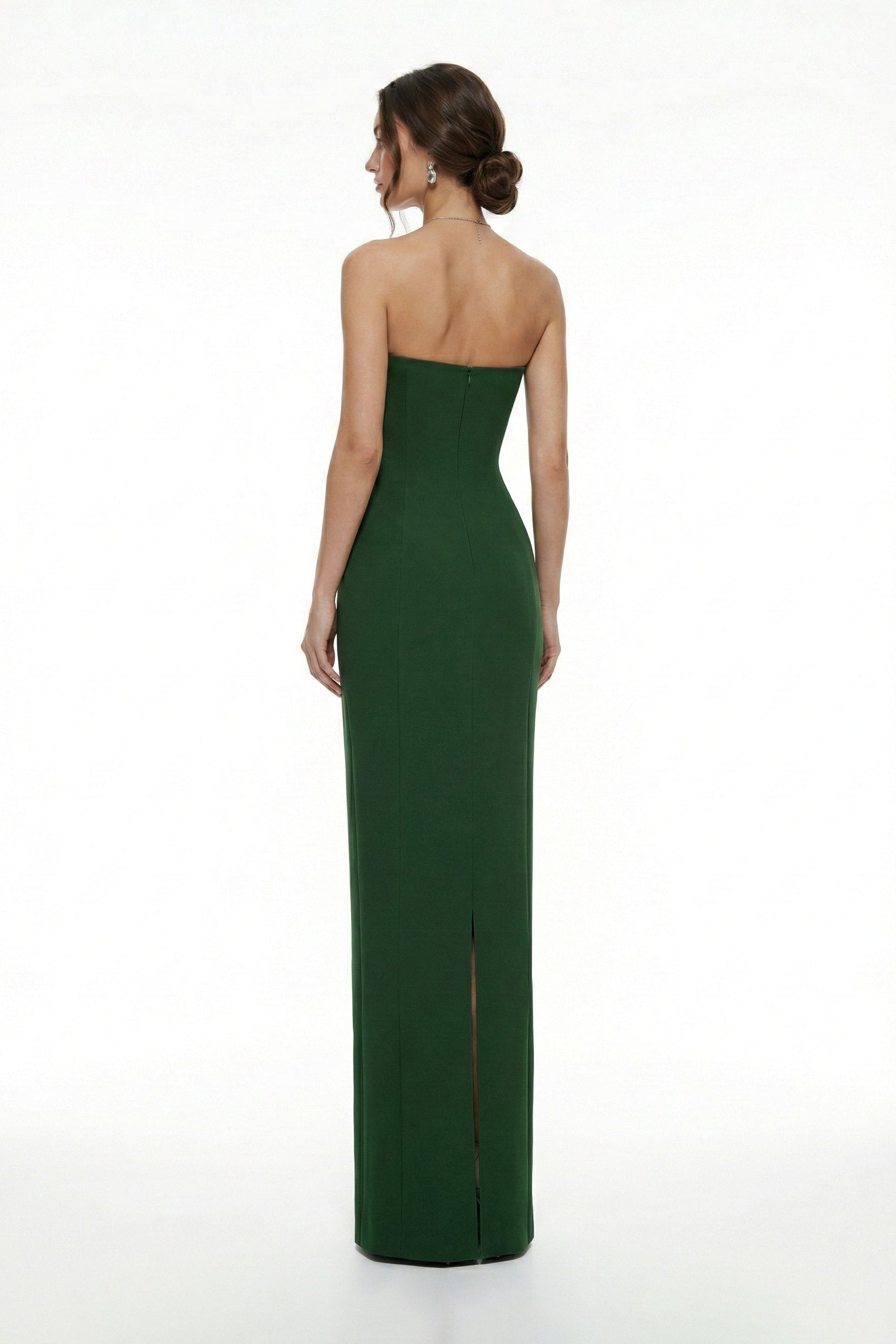 Li Beirut M1223 – Emerald Strapless Column Gown with Detachable Cape